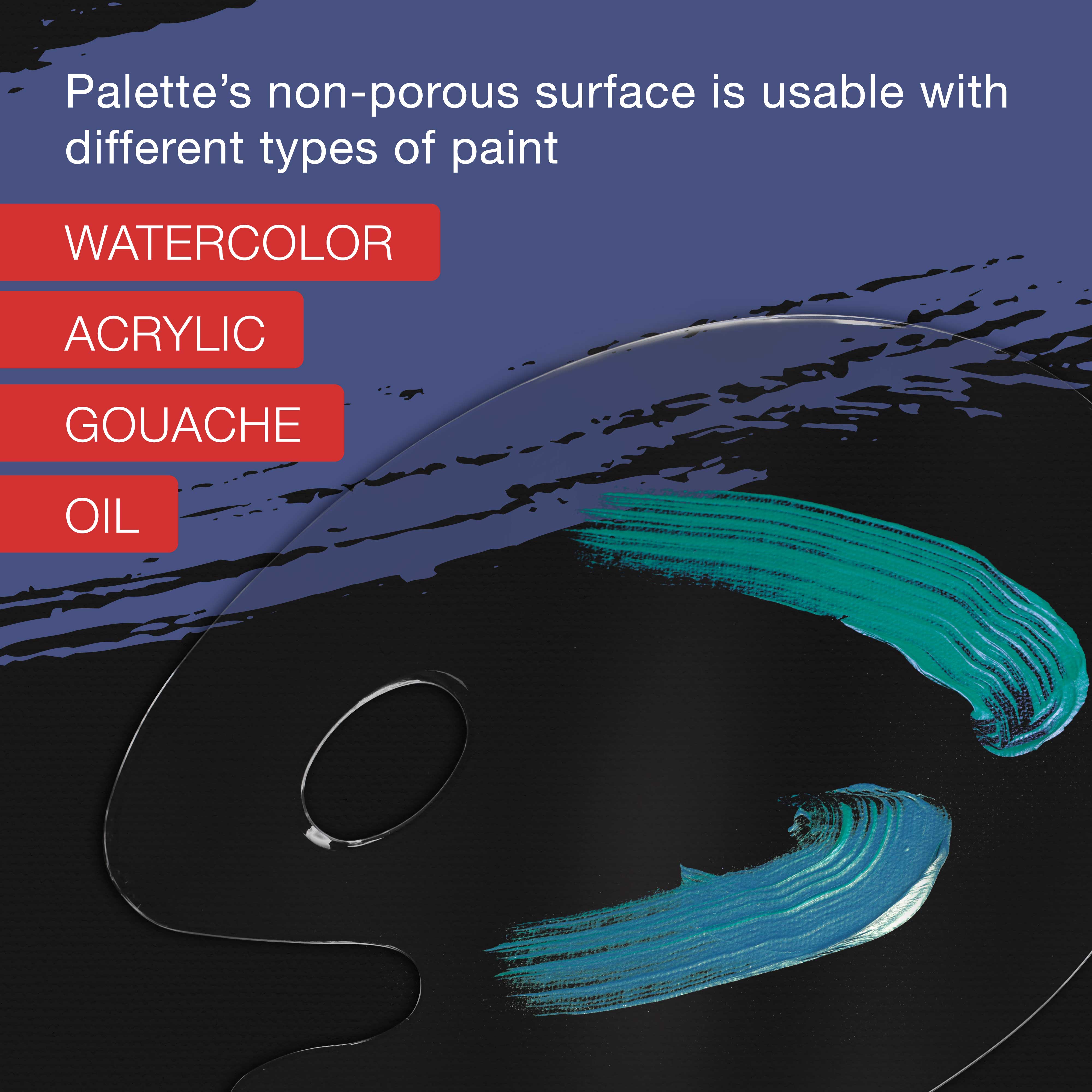 U.S. Art Supply 9 x 11.8 Inch Clear Oval Acrylic Painting Palette (Pack of 2) - Transparent Plastic Artist Paint Mixing Trays - Non-Stick Surface - Perfect for Oil, Acrylic & Watercolor Painting