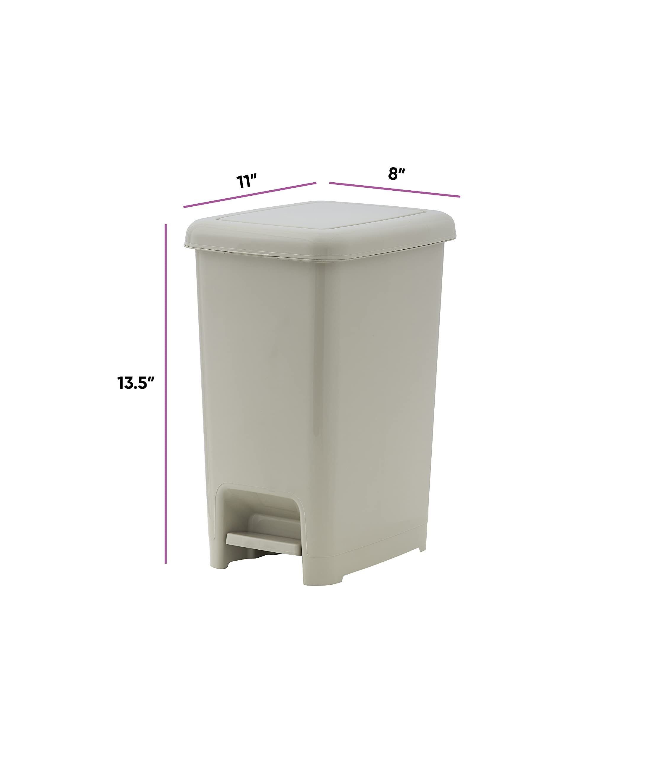 Superior Slim Pedal Trash Can 16 Qt (Soft Beige) - Hands-Free Kitchen & Office Waste Bin for Easy Disposal