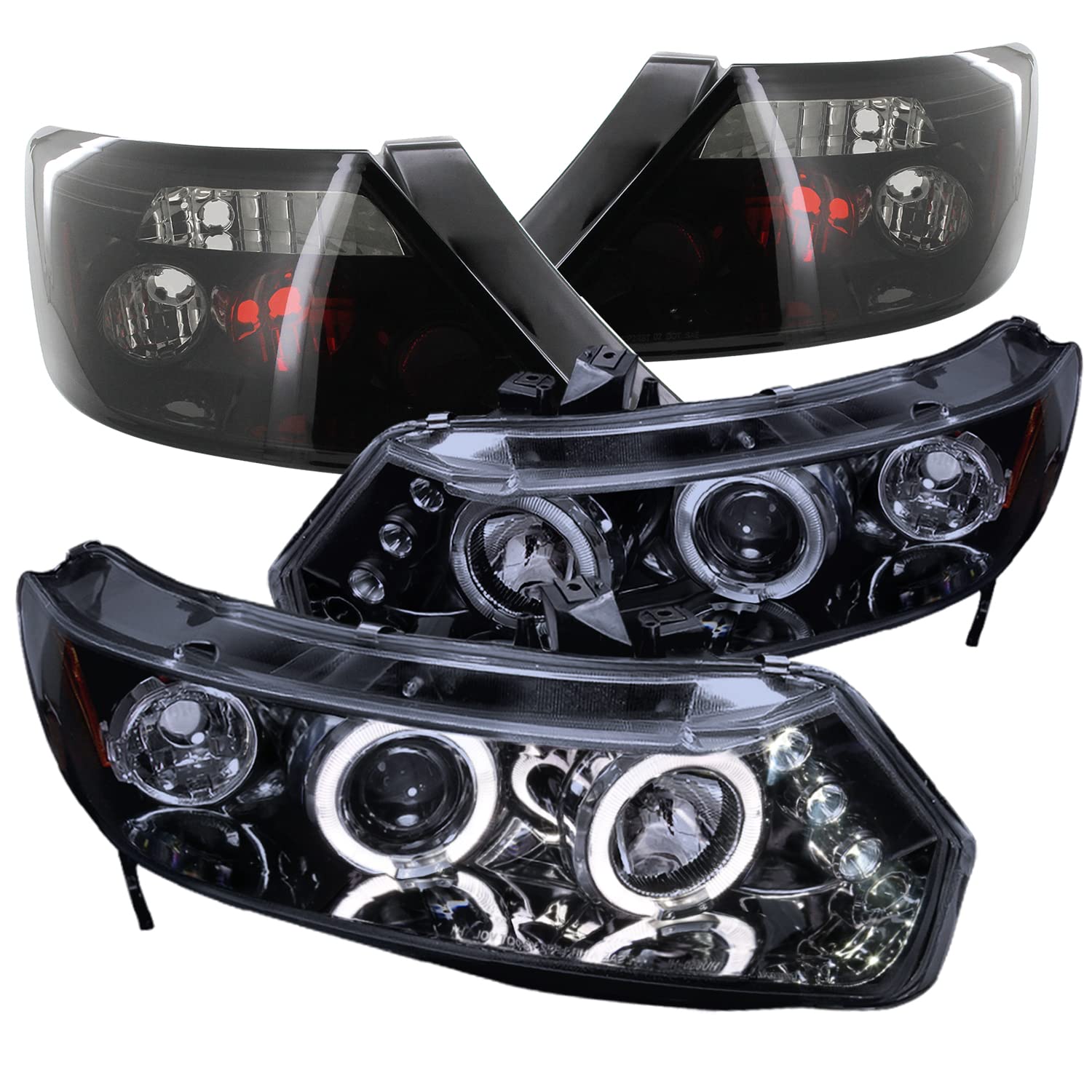 Spec-D Tuning LED Black Projector Headlights with LED Bumper Fog Lamps - Compatible with Honda Civic 2-Door (Left & Right Pair) - High Performance Lighting for Night Driving & Off-Road Adventures