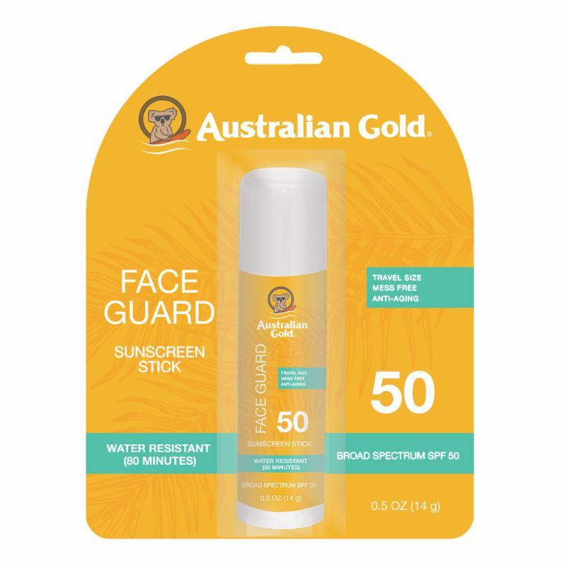 Australian Gold SPF 50 Sunscreen Face Stick - Broad Spectrum UVA/UVB Protection, Water Resistant, Reef Safe - Perfect for Beach, Hiking & Outdoor Activities