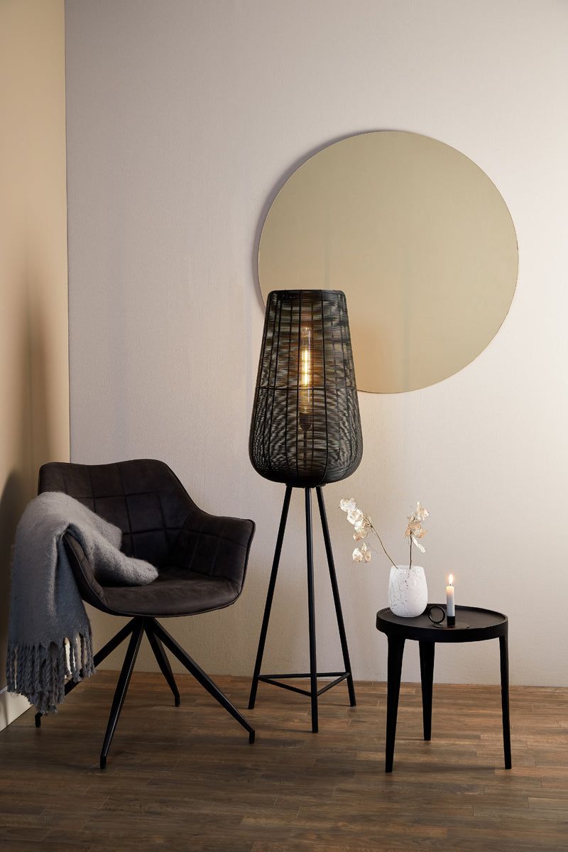 Adeta Modern Tripod Floor Lamp - Medium/Large Size in Matt Black, Nickel & Gold Finishes - Perfect for Living Room, Bedroom, or Office Lighting