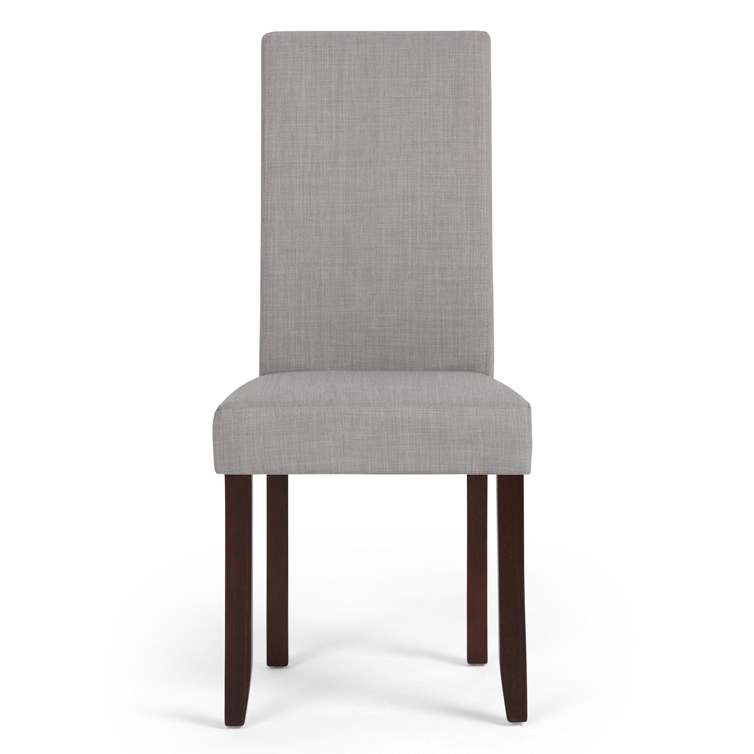 SIMPLIHOME Acadian Parson Dining Chairs Set of 2 - Solid Wood Frame, Linen-Look Upholstery in Dove Grey - Transitional Style Dining Room Chairs 22.4