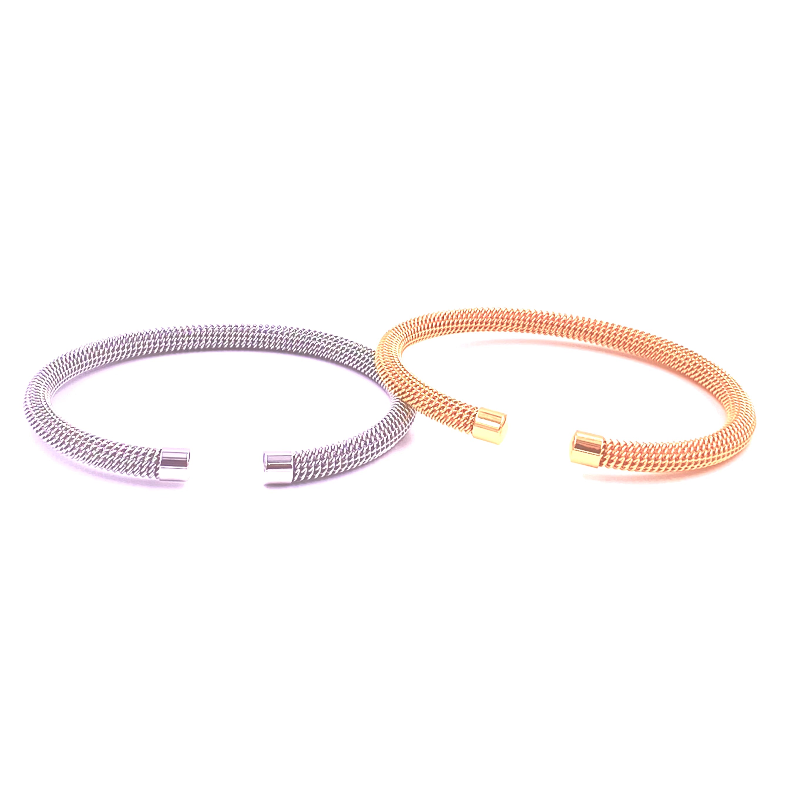 Ashley Gold Stainless Steel Open Mesh Bangle Bracelet for Women - Elegant Fashion Jewelry Gift for Party, Wedding & Everyday Wear