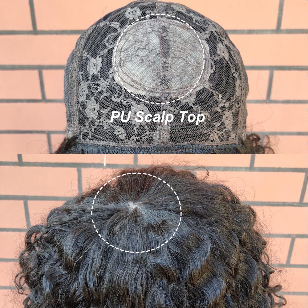 180% Density Short Curly Human Hair Bob Wig with Bangs - Loose Deep Wave 20 Inch O Scalp Top Wig for Black Women | Perfect for Daily Wear, Parties & Special Occasions