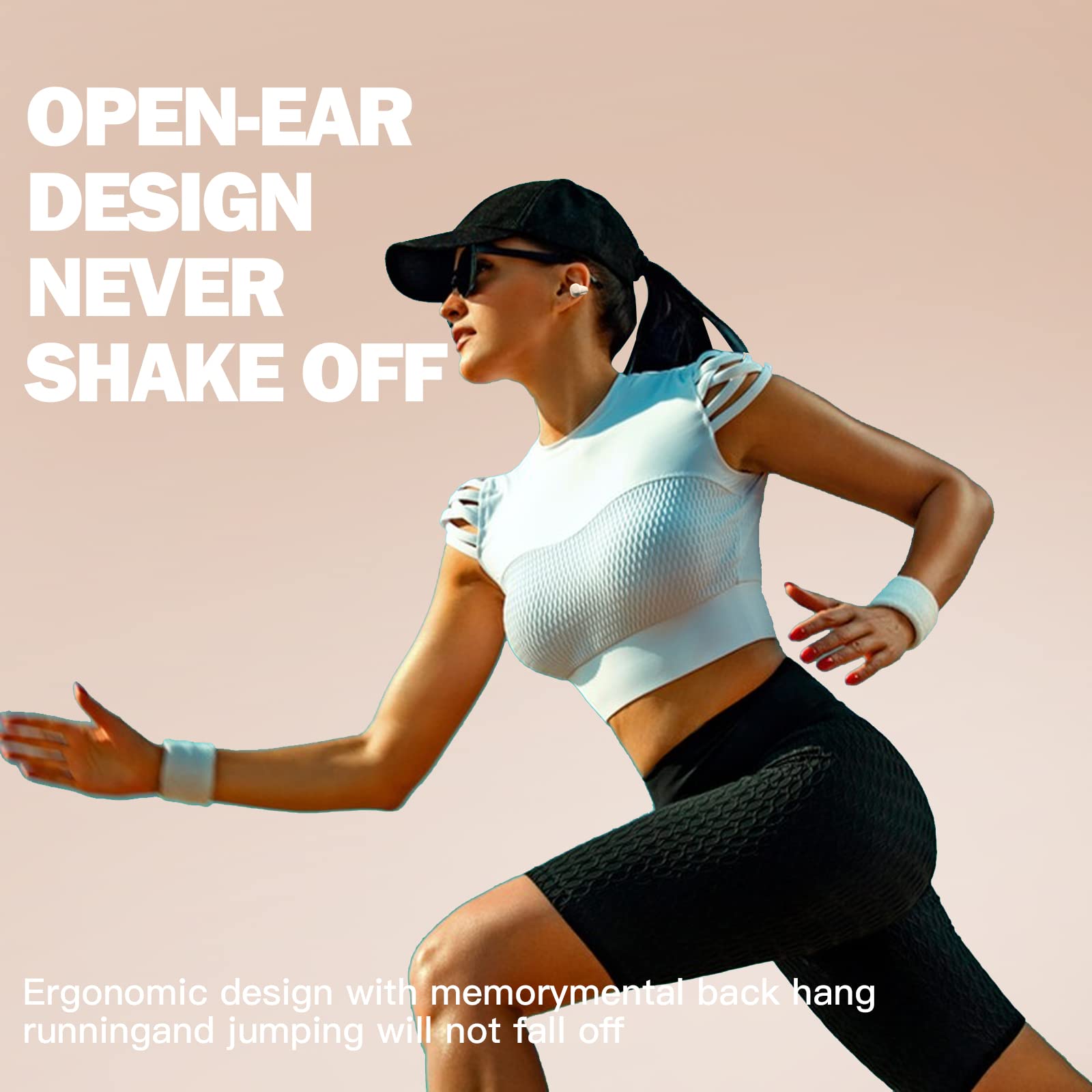 Wireless Open Ear Bluetooth Headphones - Bone Conduction Clip-On Earbuds with Secure Fit (Pink) | Perfect for Running, Cycling & Outdoor Activities
