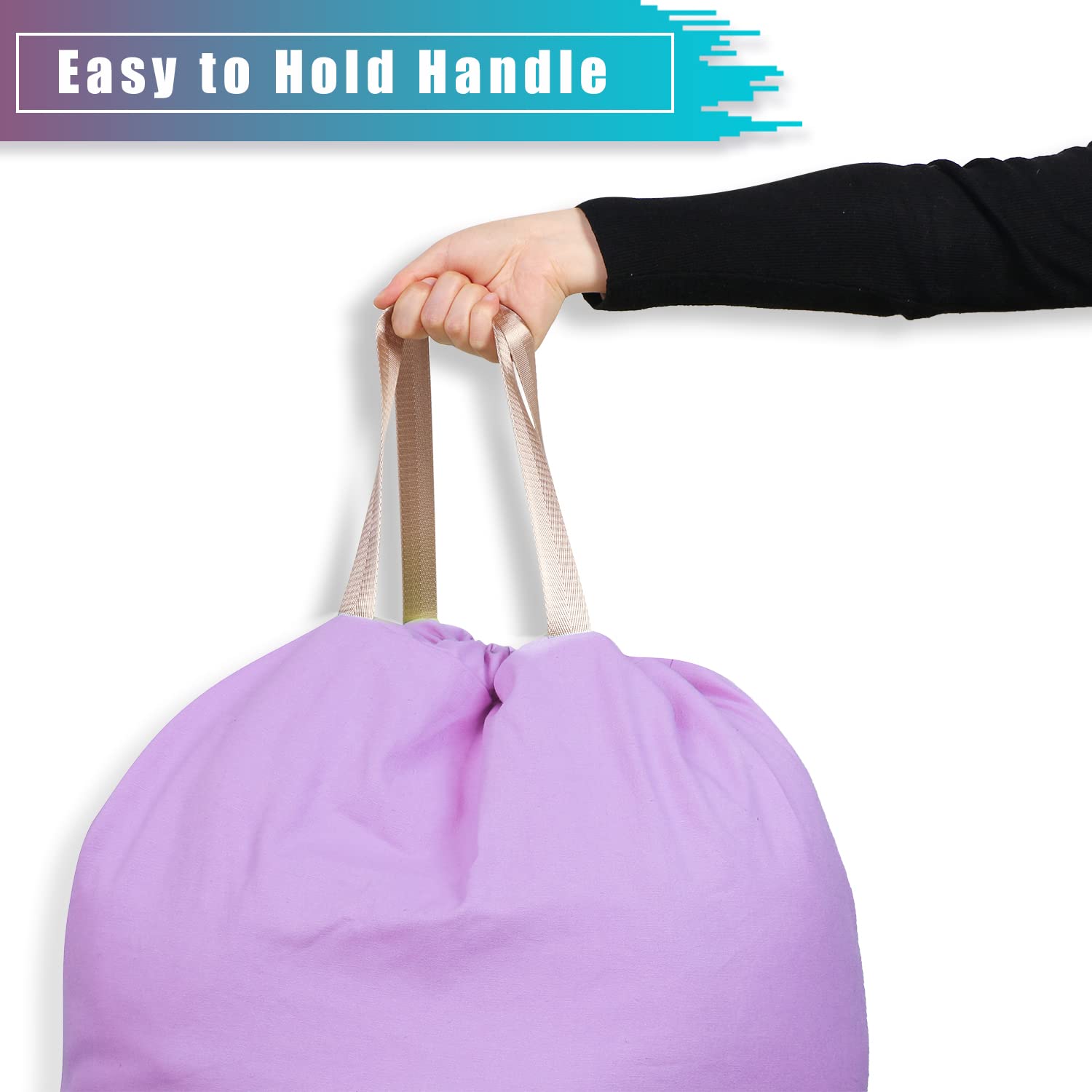 Extra Large Heavy Duty Canvas Laundry Bag with Handles & Drawstring Closure - 25.5