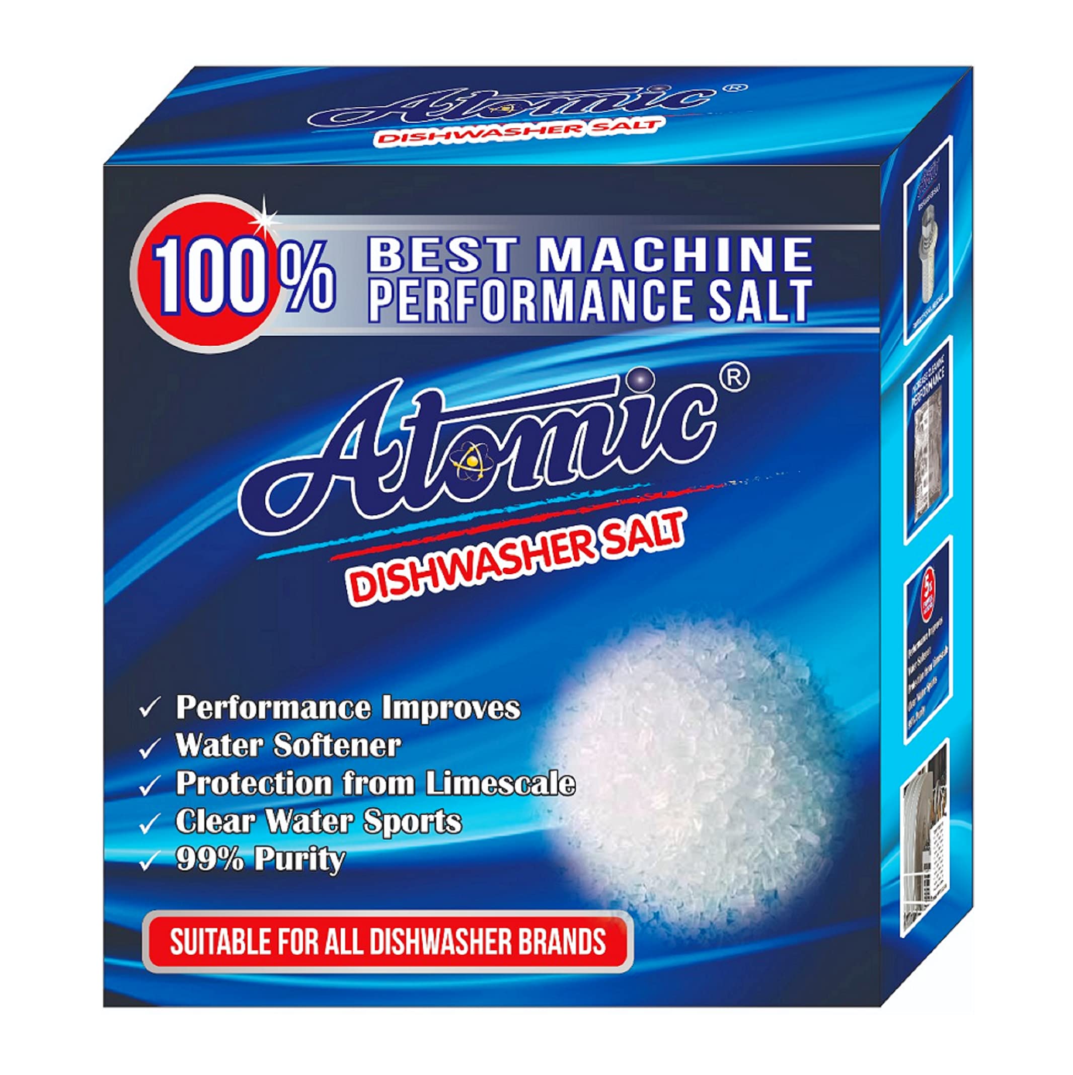 ATOMIC Dishwasher Starter Combo - 900GM Detergent, 900GM Salt & 400ML Rinse Aid | Complete Dishwashing Solution for Sparkling Clean Dishes | Perfect for Home Kitchens & Restaurants
