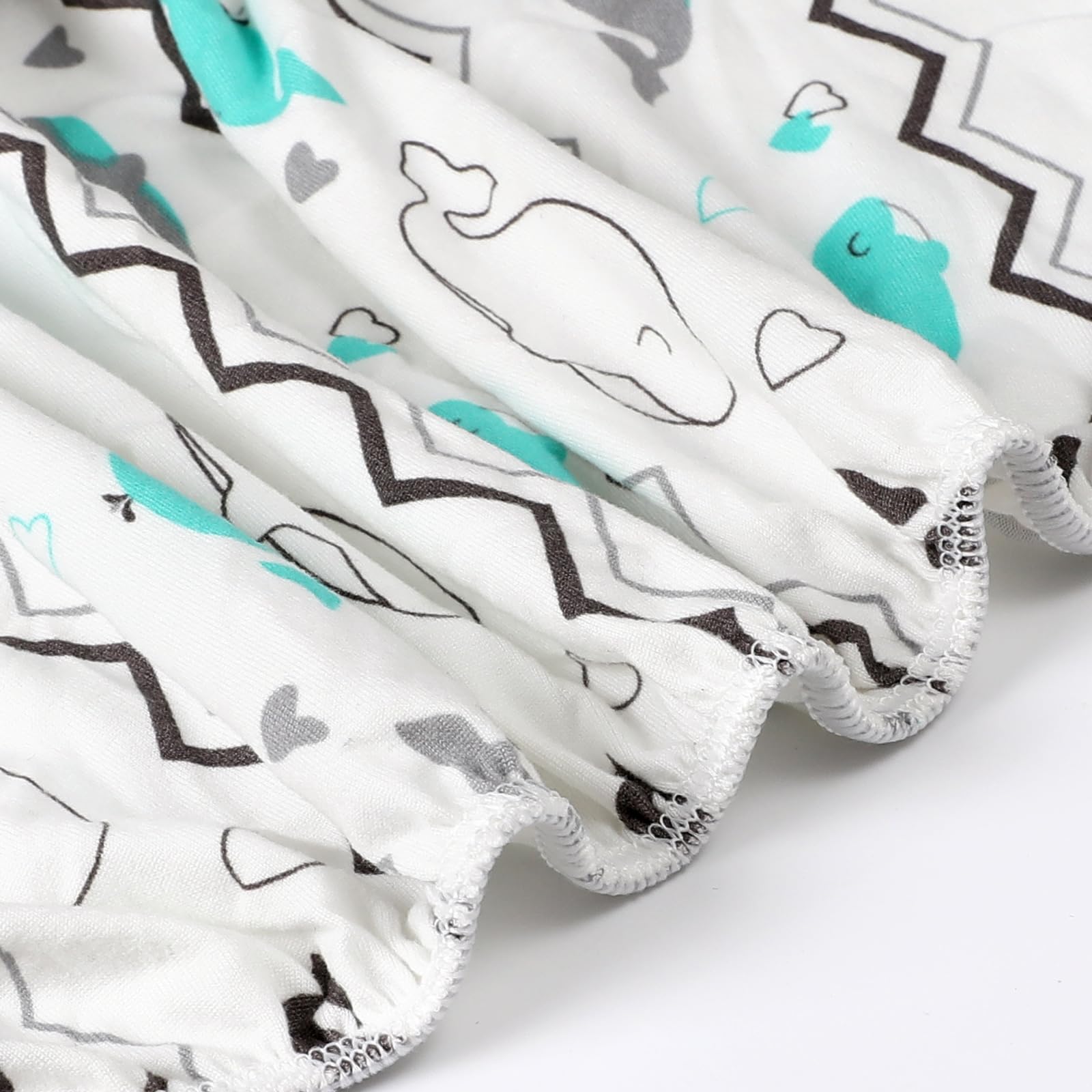 BROLEX Baby Fitted Crib Sheets Set of 2 - Soft Jersey Knit Crib Bedding for Standard Toddler Crib Mattress - Elephant & Whale Design for Boys & Girls - Perfect for Nursery, Daycare & Travel
