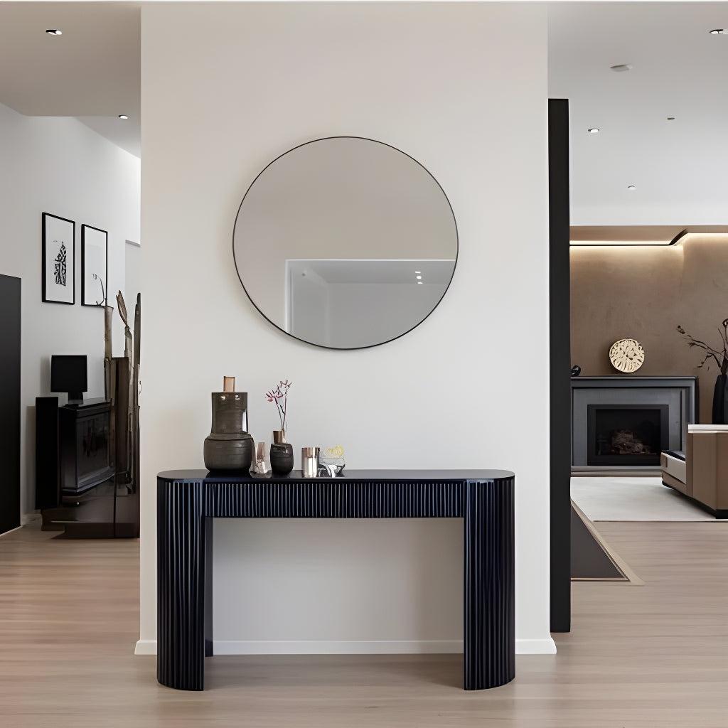 KELYN 140cm Black Console Table - Entryway Sofa Table, Hallway Accent Furniture for Living Room & Bedroom Decor