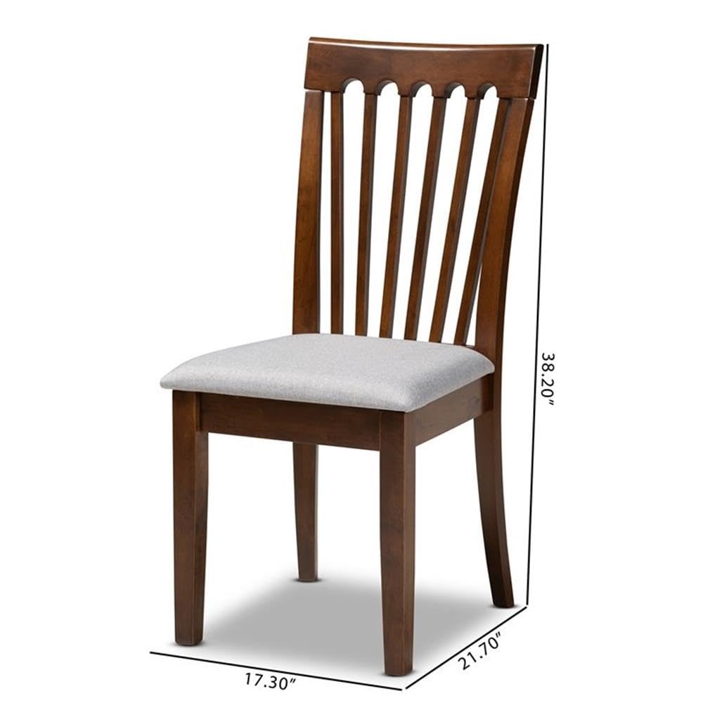 BOWERY HILL Gray Upholstered Walnut Finished Dining Chairs Set of 4 - Modern Kitchen Dining Room Furniture for Home & Restaurant Use