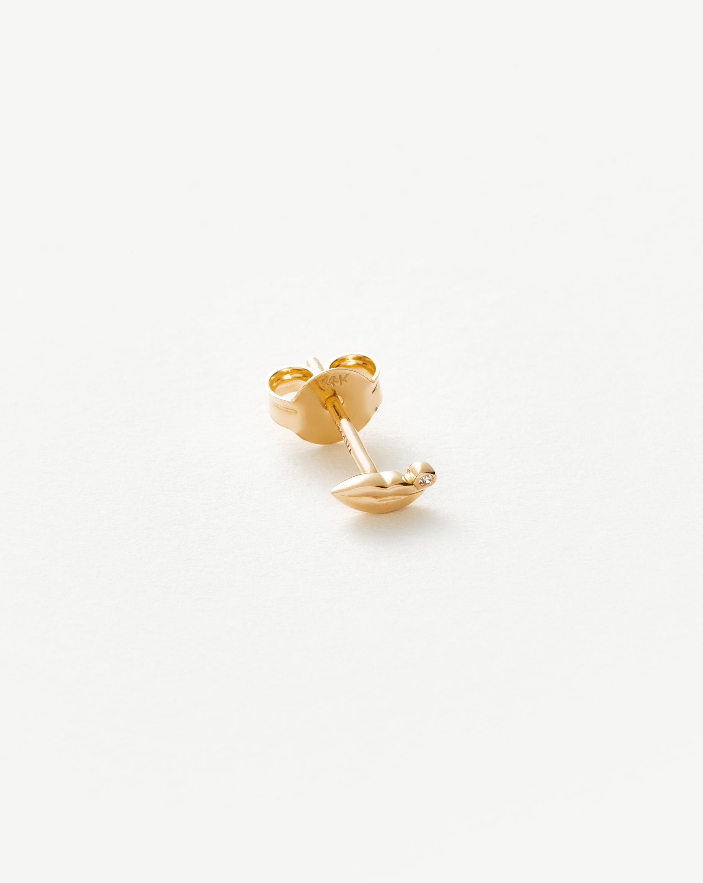 Fine Diamond Lips Single Stud Earrings - 14K Gold Plated Dainty Lip Stud Earrings for Women, Perfect for Valentine's Day Gifts, Date Nights & Special Occasions
