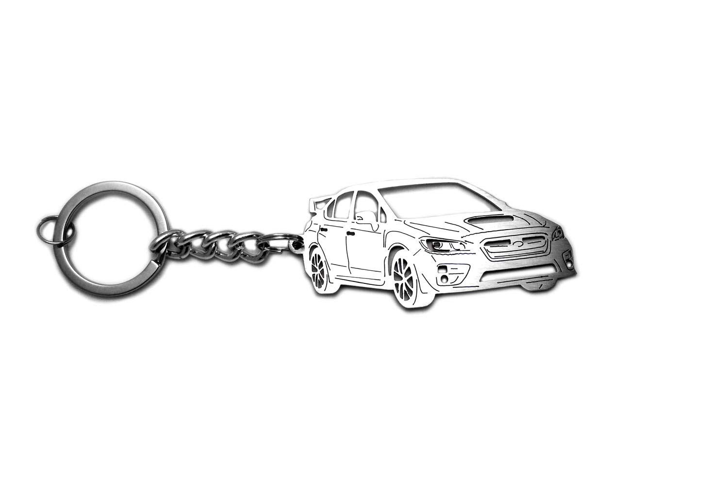 Subaru WRX STI V 3D Laser Cut Stainless Steel Keychain - Car Body Profile Design with Key Ring - Perfect Gift for Car Enthusiasts & Daily Use