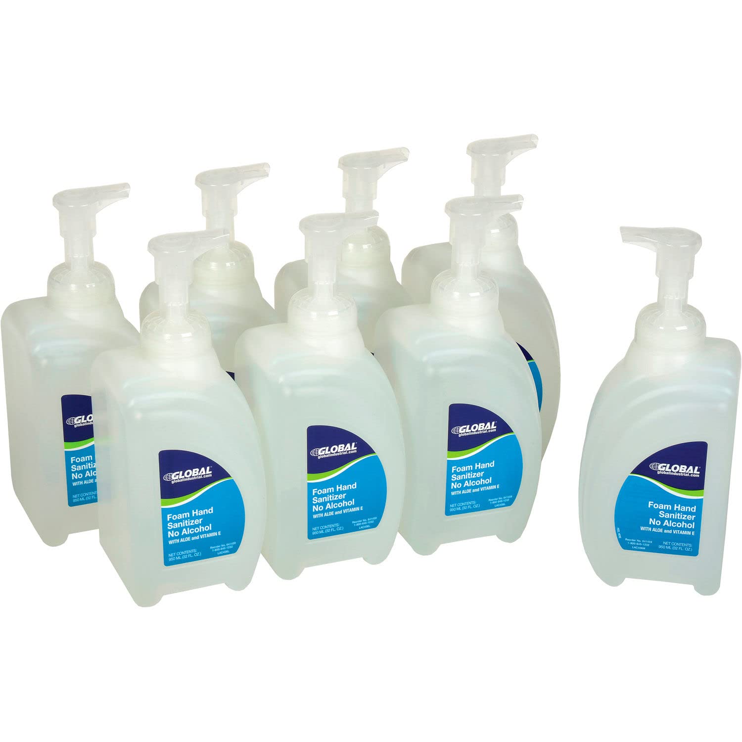 Alcohol-Free Foam Hand Sanitizer for Industrial Use - Linen Scent, 32 oz (8 Bottles/Case) | Gentle Skin Cleansing for Offices, Hospitals & Public Spaces
