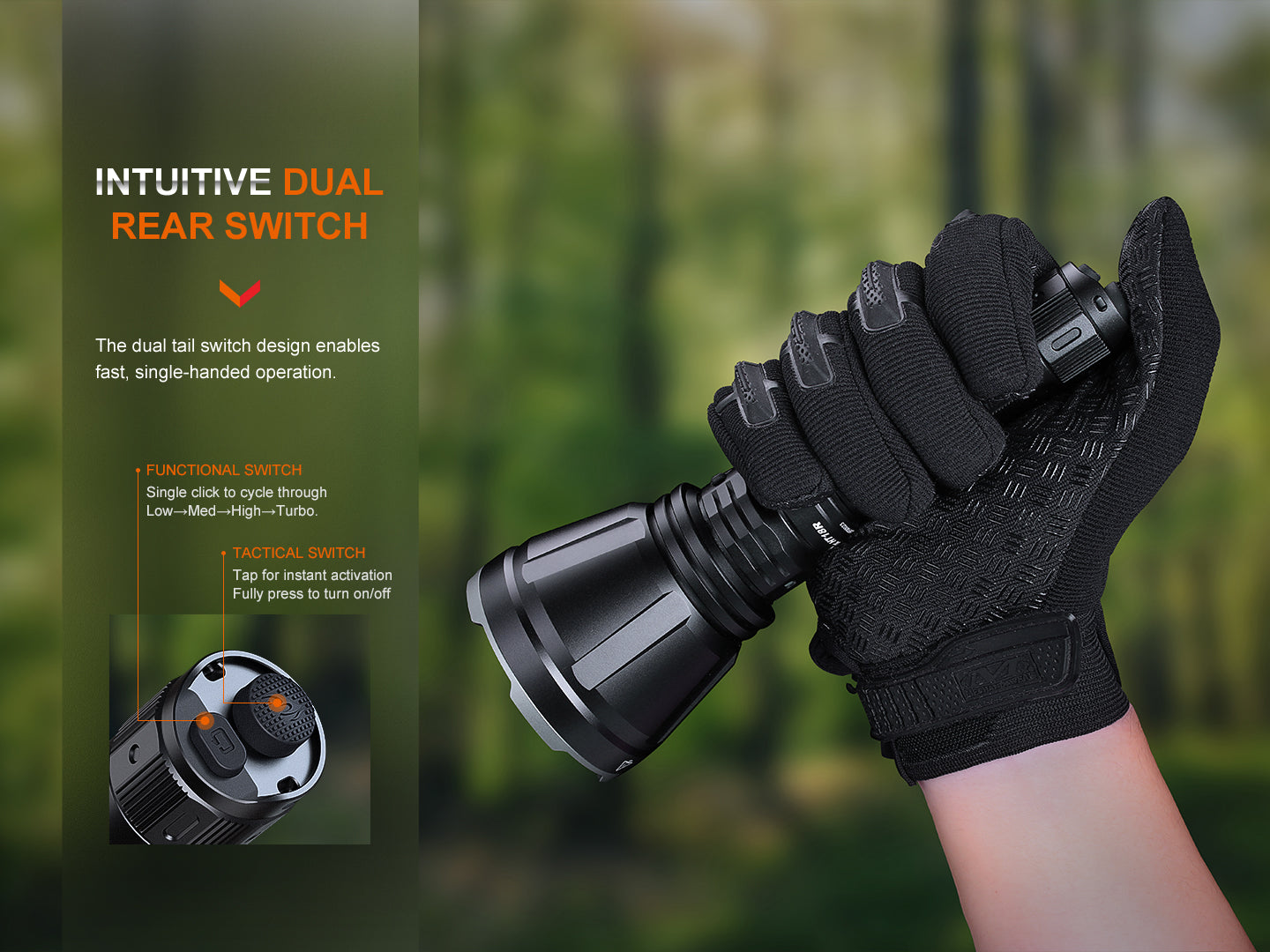 Fenix HT18R Rechargeable Hunting Flashlight Kit with Picatinny Mount & Remote Pressure Switch - Perfect for Night Hunting, Tactical Gear, and Outdoor Adventures
