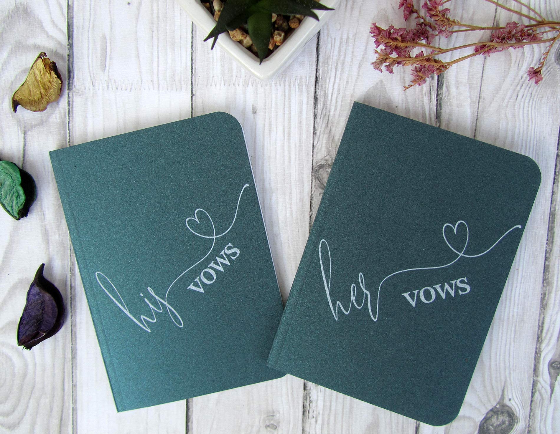 Wedding Vow Books Set - White Ink for Bride & Groom - Keepsake Gift for Ceremonies