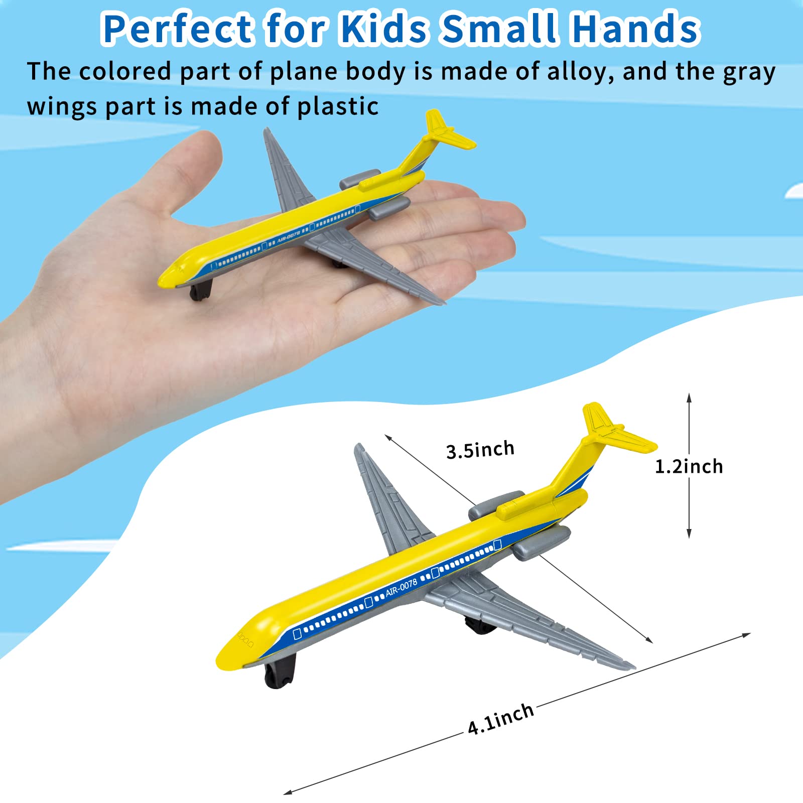 YongnKids 18 Pack Metal Diecast Airplane Toys for Boys & Girls Ages 3-7 - Mini Aircraft Model Set for Toddlers, Kids Birthday Party Favors & Gifts | Perfect for Pretend Play, Travel Toys & Educational STEM Learning