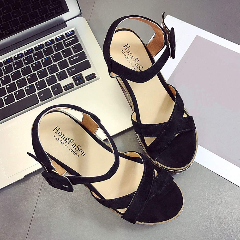 Women's Fish Mouth Platform High Heel Wedge Sandals with Buckle - Comfortable Slope Heel Summer Shoes for Ladies | Perfect for Beach, Party, and Casual Outings