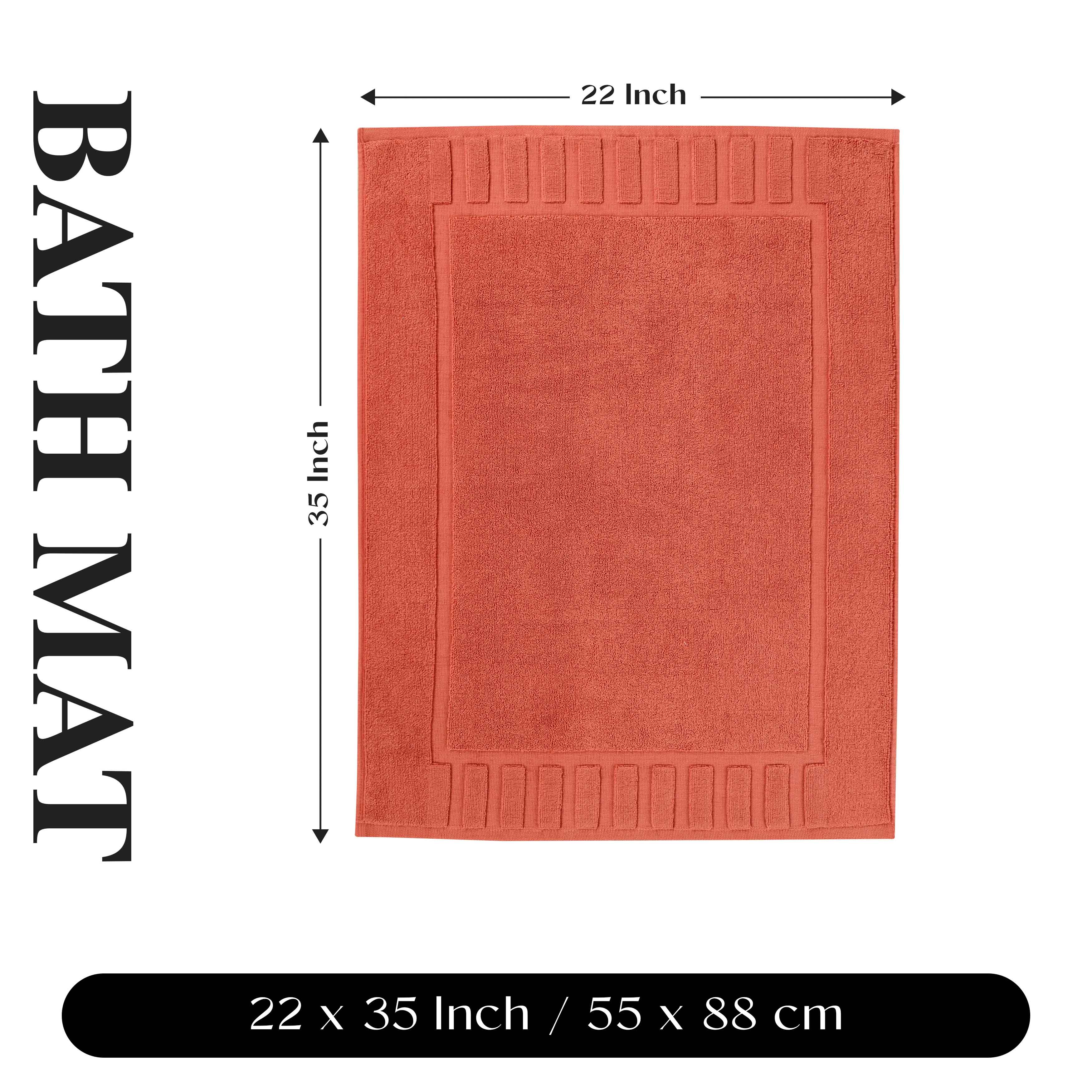 Premium Cotton Modern Geometric Border Bath Mat Set of 2 - Ultra Absorbent, Non-Slip, Quick Dry Bathroom Rug for Bath, Shower & Vanity Area