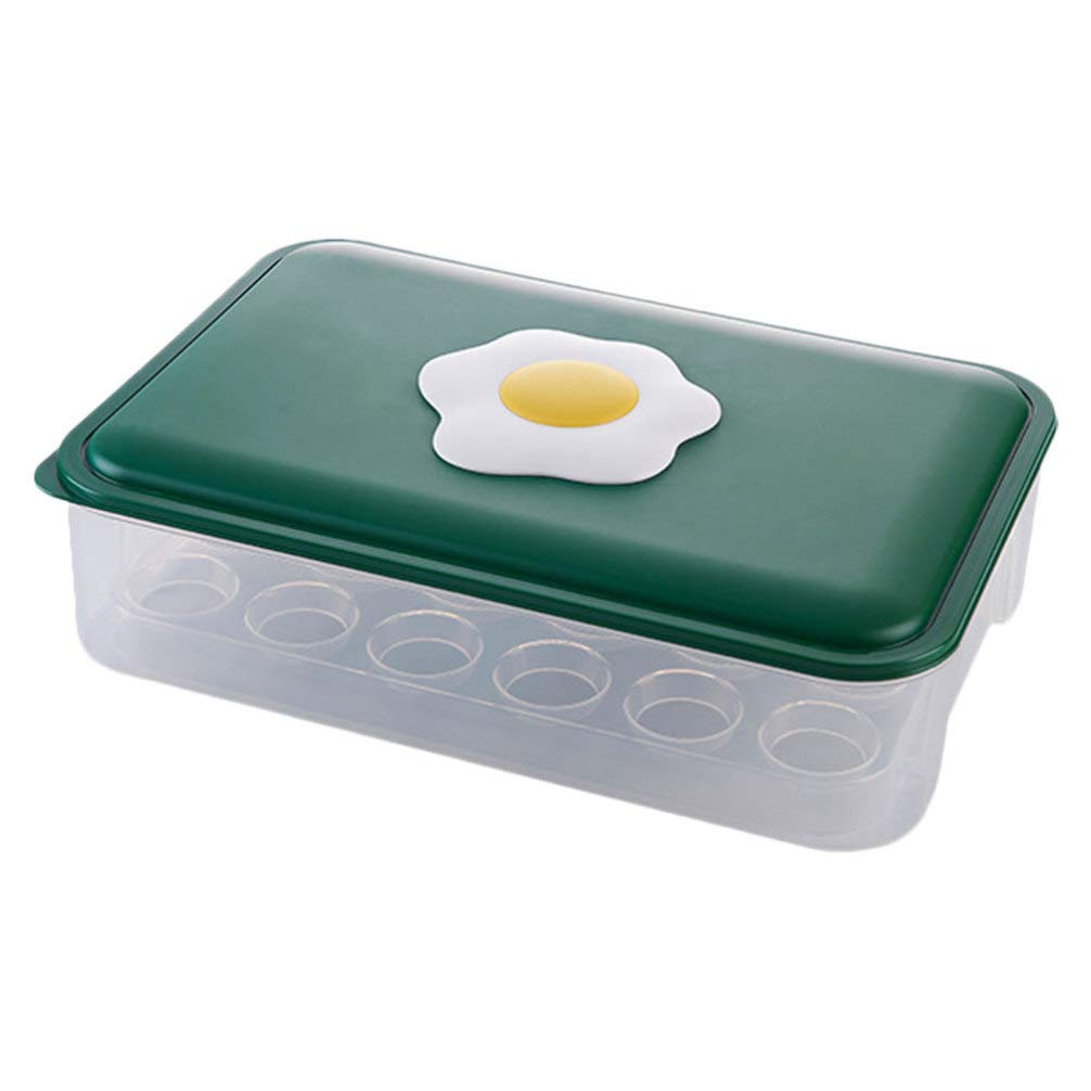 Cabilock 24-Slot Egg Storage Container - Refrigerator Egg Tray Holder with Secure Lid, Durable Plastic Egg Protector for Kitchen & Fridge Organization (Green) - Perfect for Farm Fresh Eggs, Breakfast Meal Prep & Grocery Storage