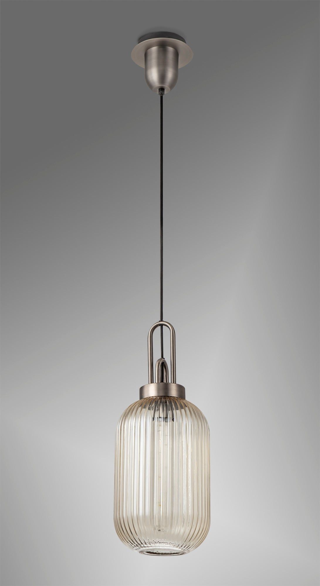 Stylish Cadiz 1-Light Pendant Light with 20cm Tubular Ribbed Glass Shade - E27 Socket, IP20 Rated, Multiple Color Options - Perfect for Kitchen Island, Dining Room, or Entryway Lighting