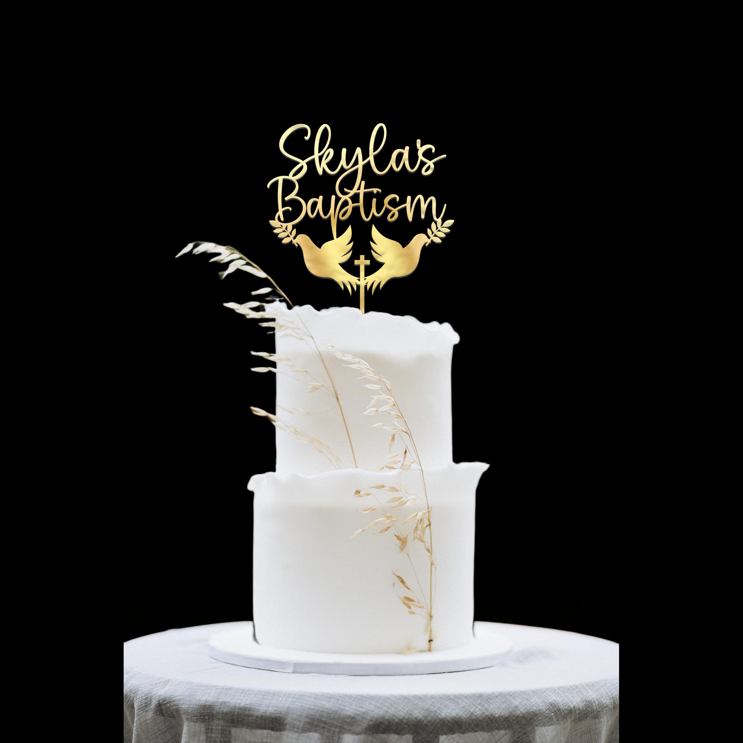Custom Baptism Cake Topper Personalized with Name - God Bless Communion & 1st Confirmation Cake Decor - Perfect for Religious Celebrations, Baby Showers & Christening Parties