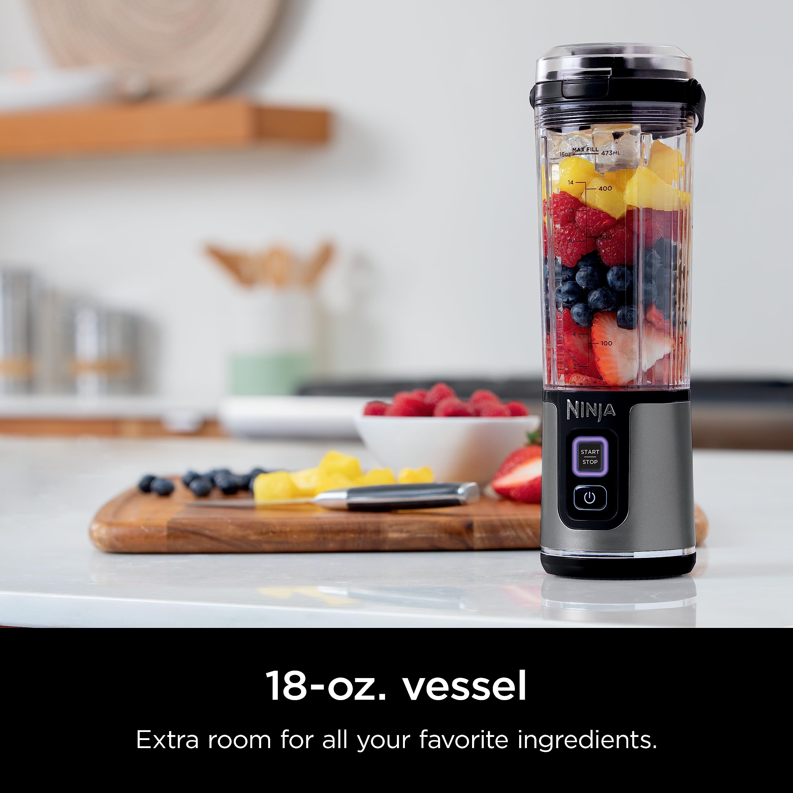Ninja BC151BK Portable Blender - 18oz Cordless Personal Blender for Smoothies, Protein Shakes & Meal Prep | BPA Free, Leakproof Design with Sip Spout | USB-C Rechargeable & Dishwasher Safe | Perfect for Gym, Office & Travel | Black