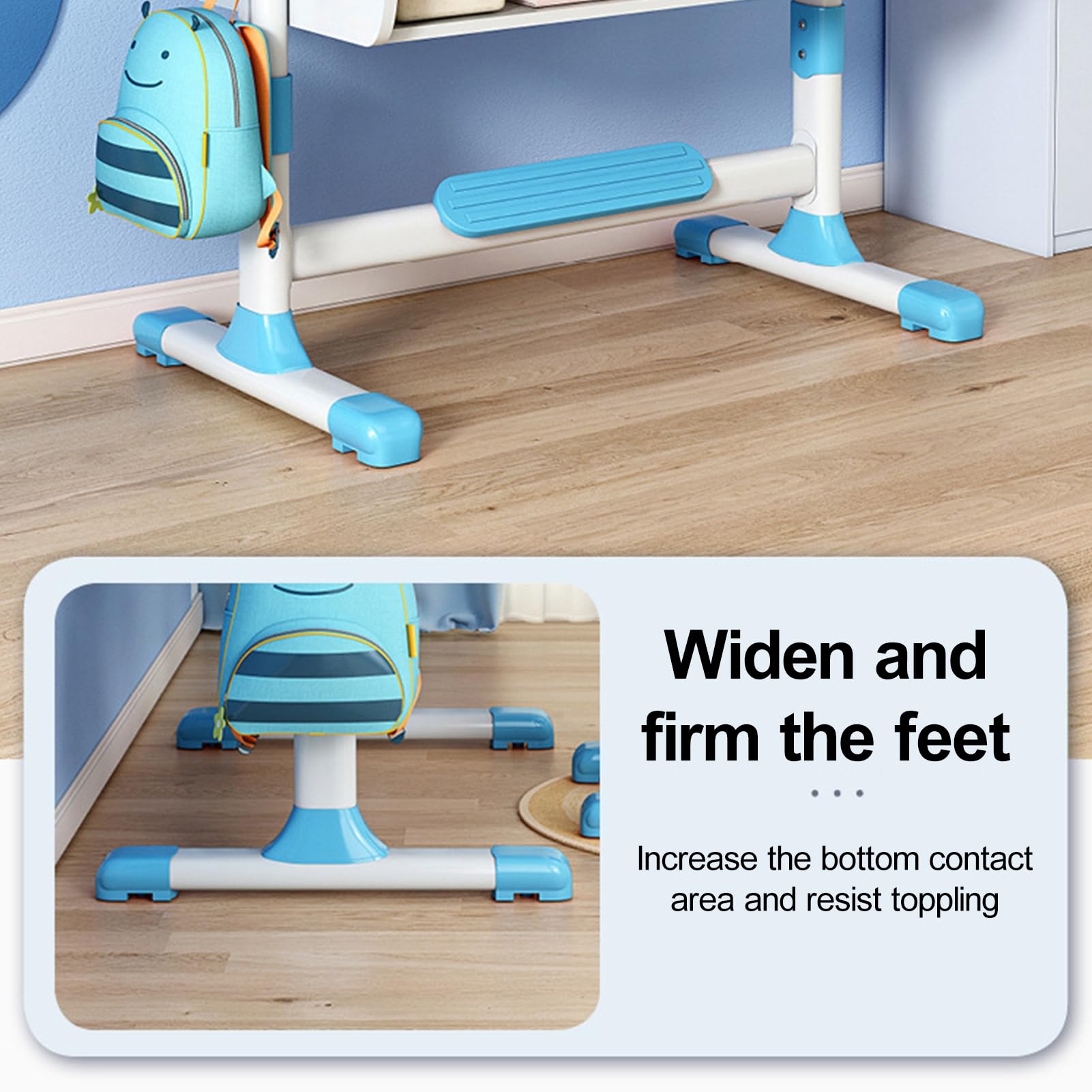 Premium Adjustable Kids Study Desk and Chair Set with Astronaut Design - Ergonomic Children's School Furniture with Writing Board, Bookshelf & Drawer - Perfect for Homework, Reading & Creative Activities (Blue)