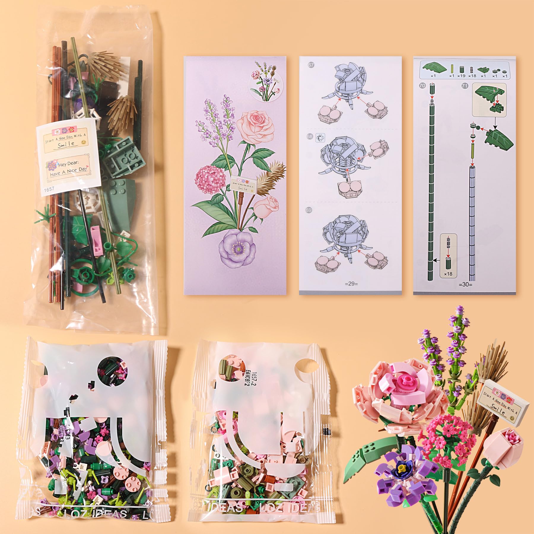 Mini Bricks Flower Bouquet Building Kit - 547 Piece Botanical Collection for Girls Ages 8-12 | DIY Artificial Flowers for Home Decor, Unique Gift Idea (Not Lego Compatible) | Perfect for Birthday Presents, Room Decoration & Creative Play