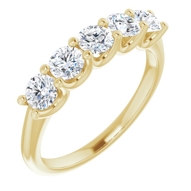 1.00 Carat Round Cut Diamond Wedding Band - 5 Stone Anniversary Ring for Women - Elegant Bridal Jewelry for Engagement, Proposal & Special Occasions