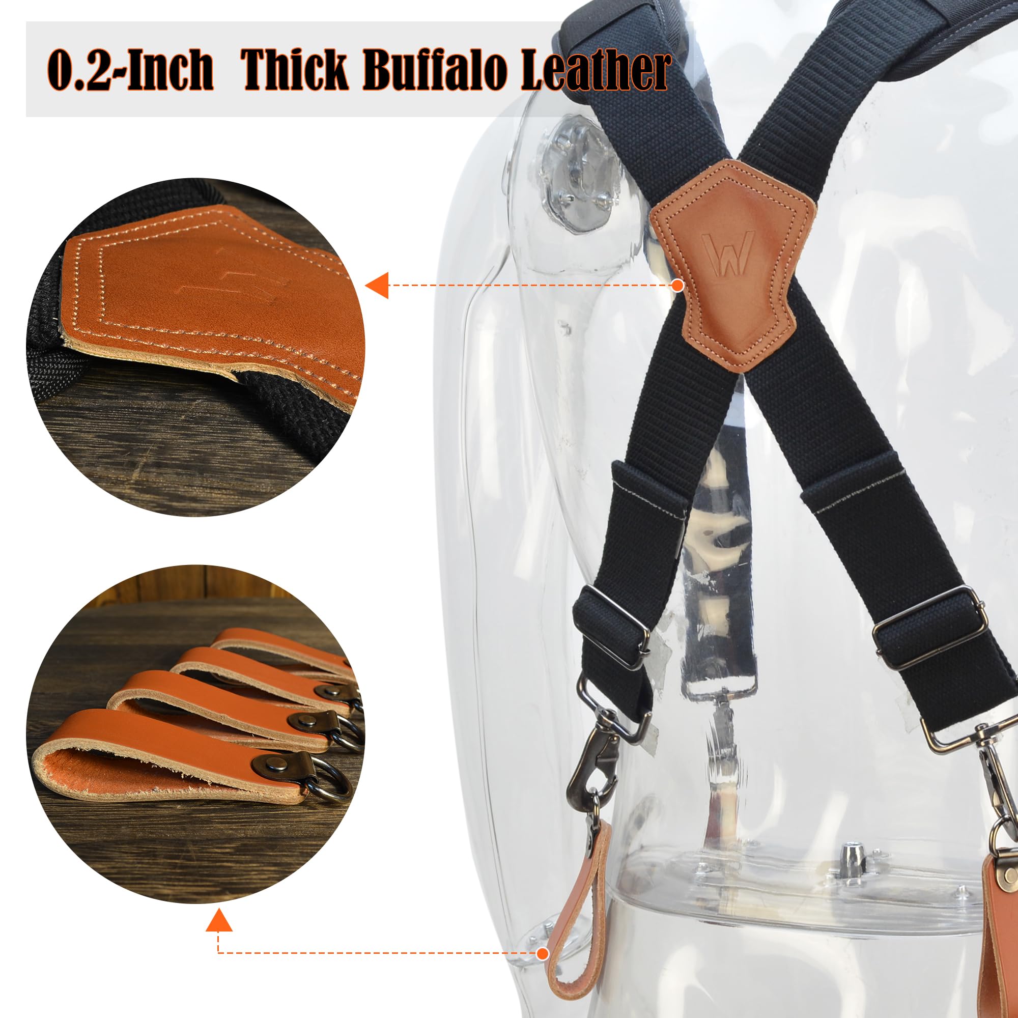 WELKINLAND Lightweight Tool Belt Suspenders - Durable Leather Construction for Men | Perfect for Construction, Carpentry & DIY Projects