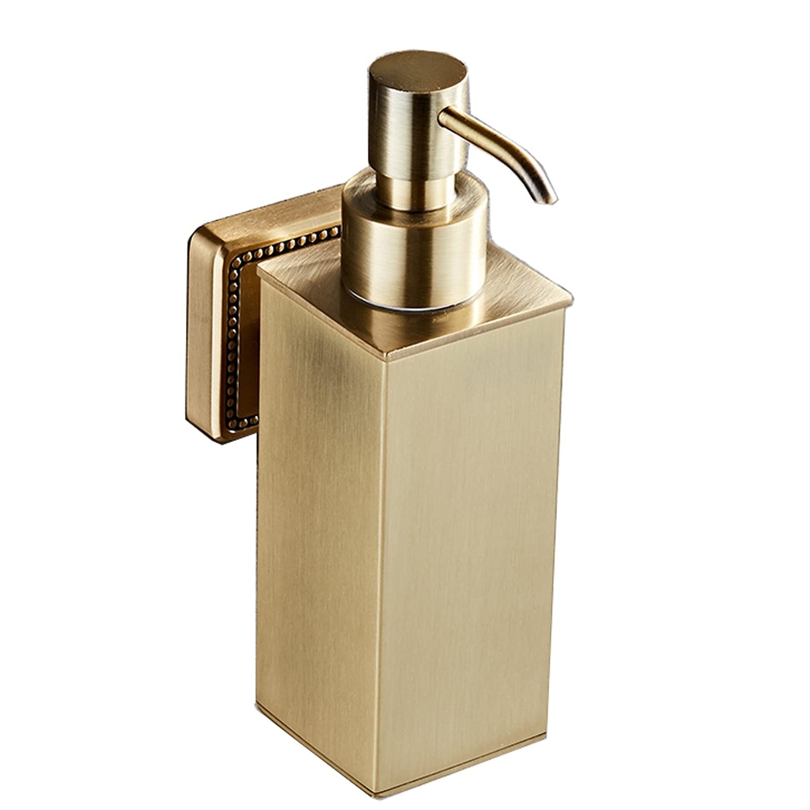 Stainless Steel Wall Mounted Soap Dispenser - 10.5oz Touchless Liquid Soap Pump for Bathroom & Kitchen - Gold Metallic Finish - Ideal for Hand Wash, Shampoo & Lotion Dispensing - Durable Countertop or Wall Mount Design