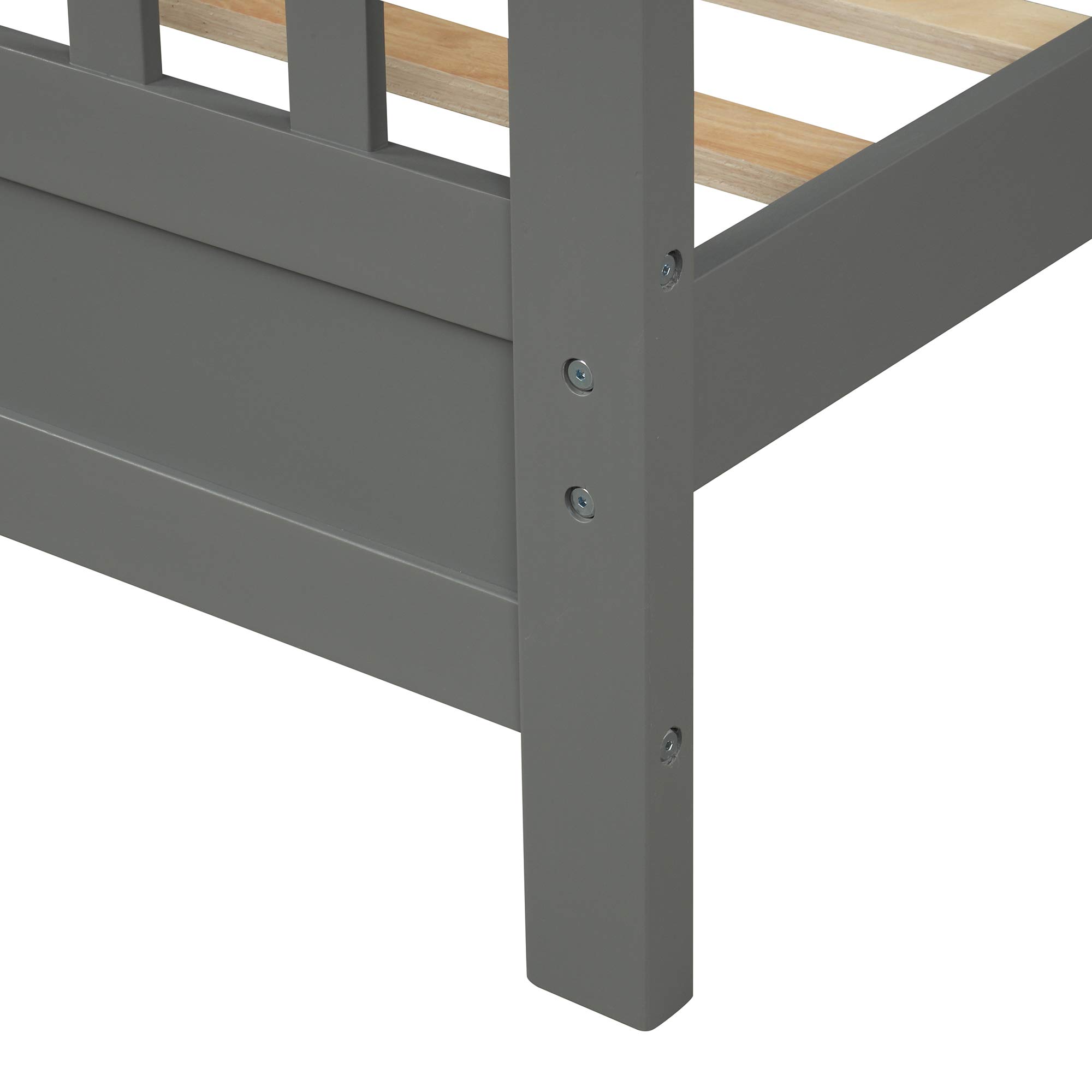 Merax Full Size Wood Platform Bed Frame with Headboard & Footboard - Sturdy Wood Slat Support, Easy Assembly, Mattress Foundation - Grey (Perfect for Bedrooms, Guest Rooms & Small Spaces)