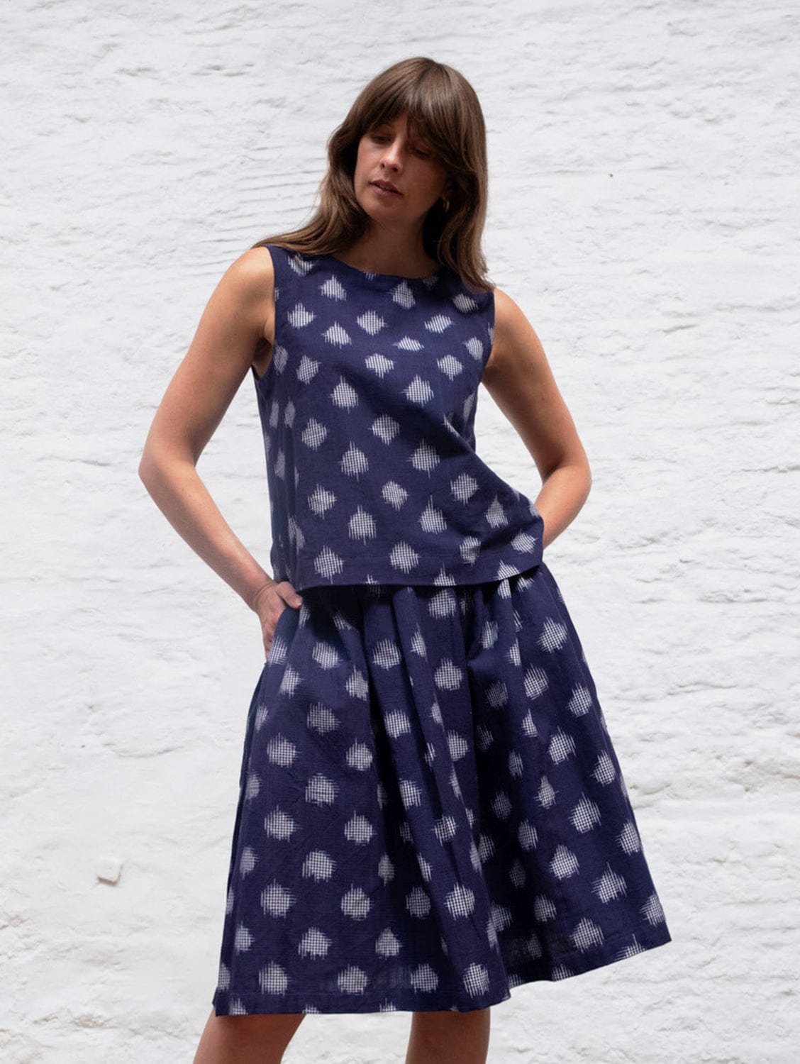 Jordan Women's Cotton Casual Skirt | Indigo Dot Print | Comfortable Summer Skirt for Women | Perfect for Beach, Vacation & Everyday Wear
