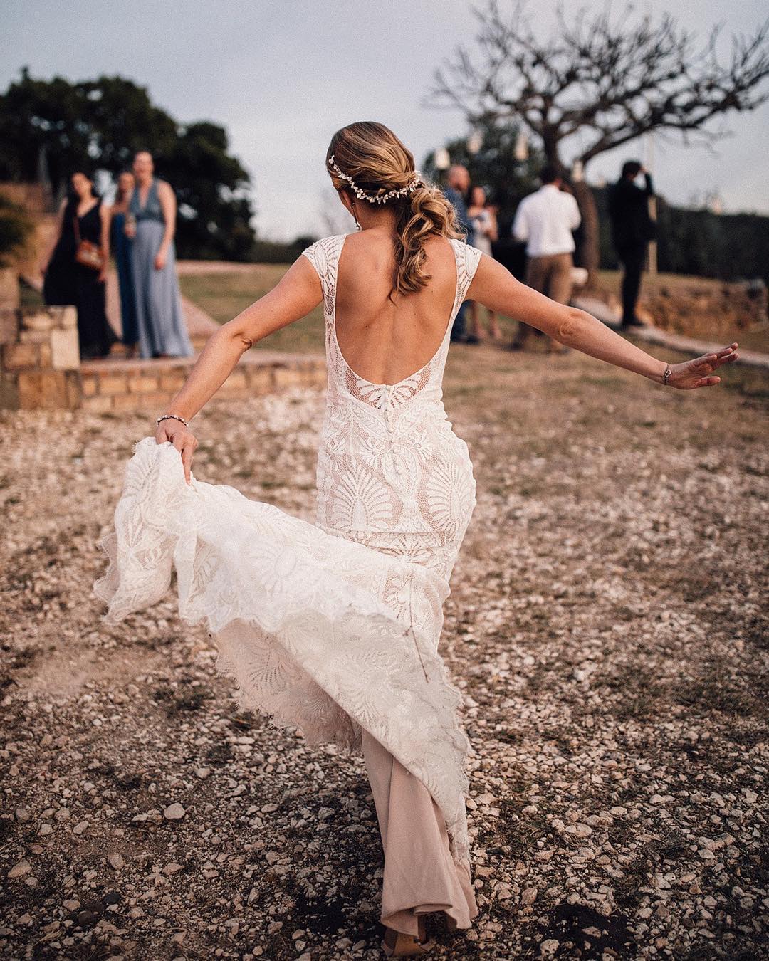 BHLDN Ludlow Wedding Gown - Elegant Lace Bridal Dress for Bride, Perfect for Church Ceremony & Outdoor Wedding Photos