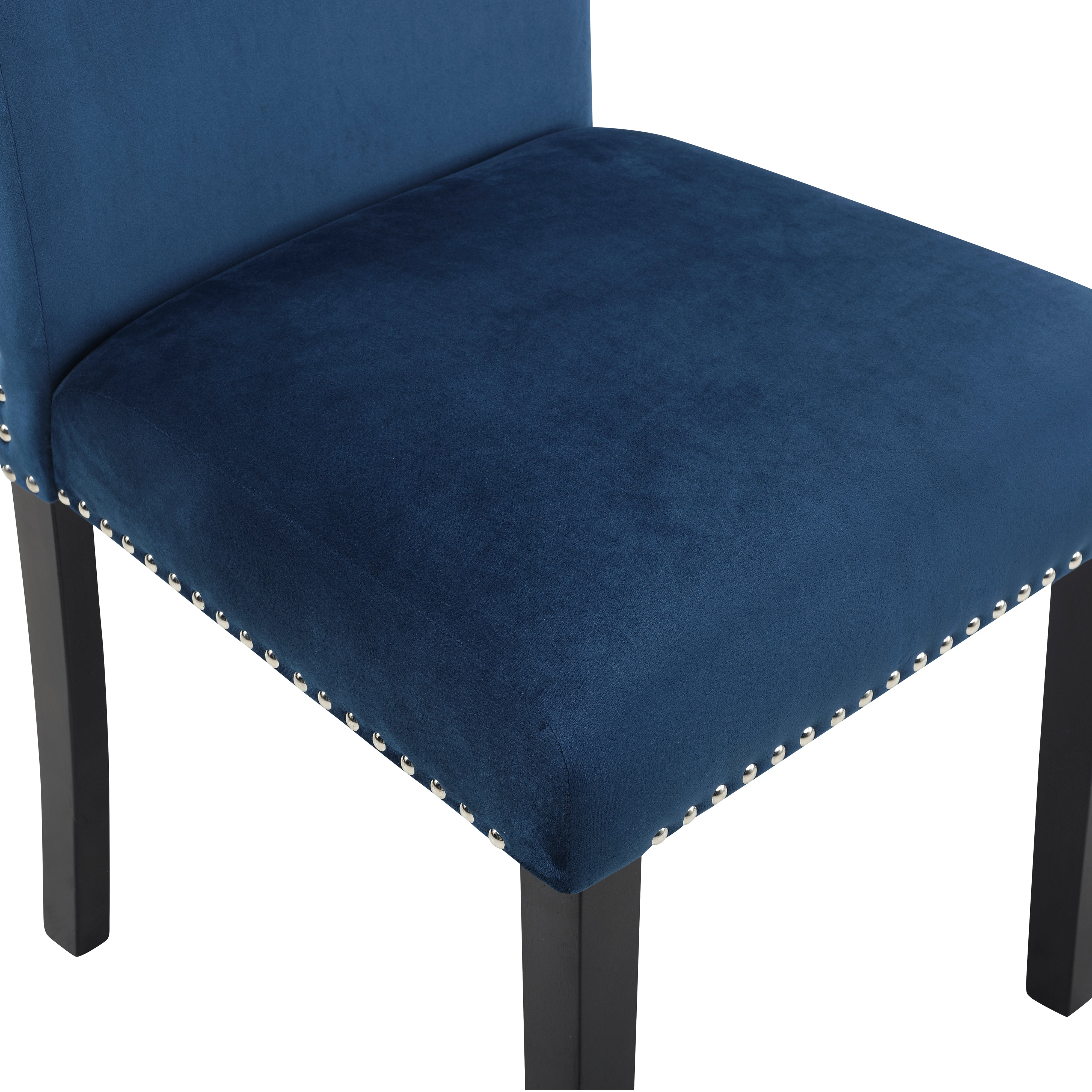 Roundhill Furniture Cobre Contemporary Velvet Dining Chairs with Nailhead Trim, Set of 2 - Modern Upholstered Side Chairs for Dining Room, Kitchen, or Home Office