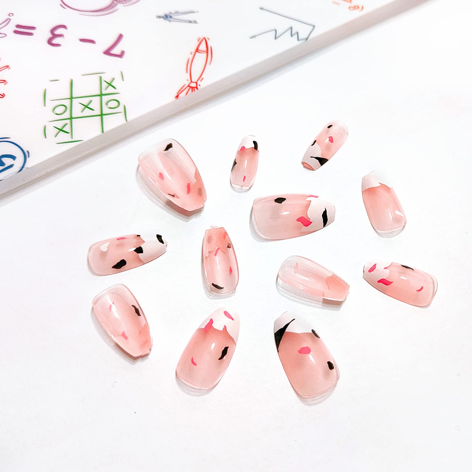 24Pcs Cow Print Press on Nails for Women - Acrylic Full Cover False Nails with Glue - Perfect for Parties, Weddings & Everyday Wear