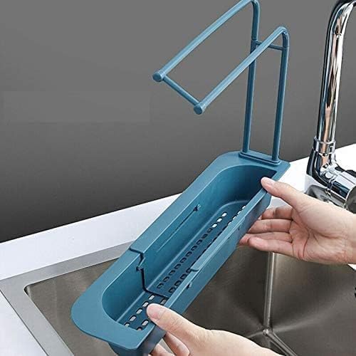 Expandable Plastic Sink Shelf - Telescopic Kitchen Drying Rack with Sponge Holder & Soap Drainer | Space-Saving Sink Organizer for Dishes, Utensils, Brushes | Perfect for Small Kitchens, Apartments, RVs