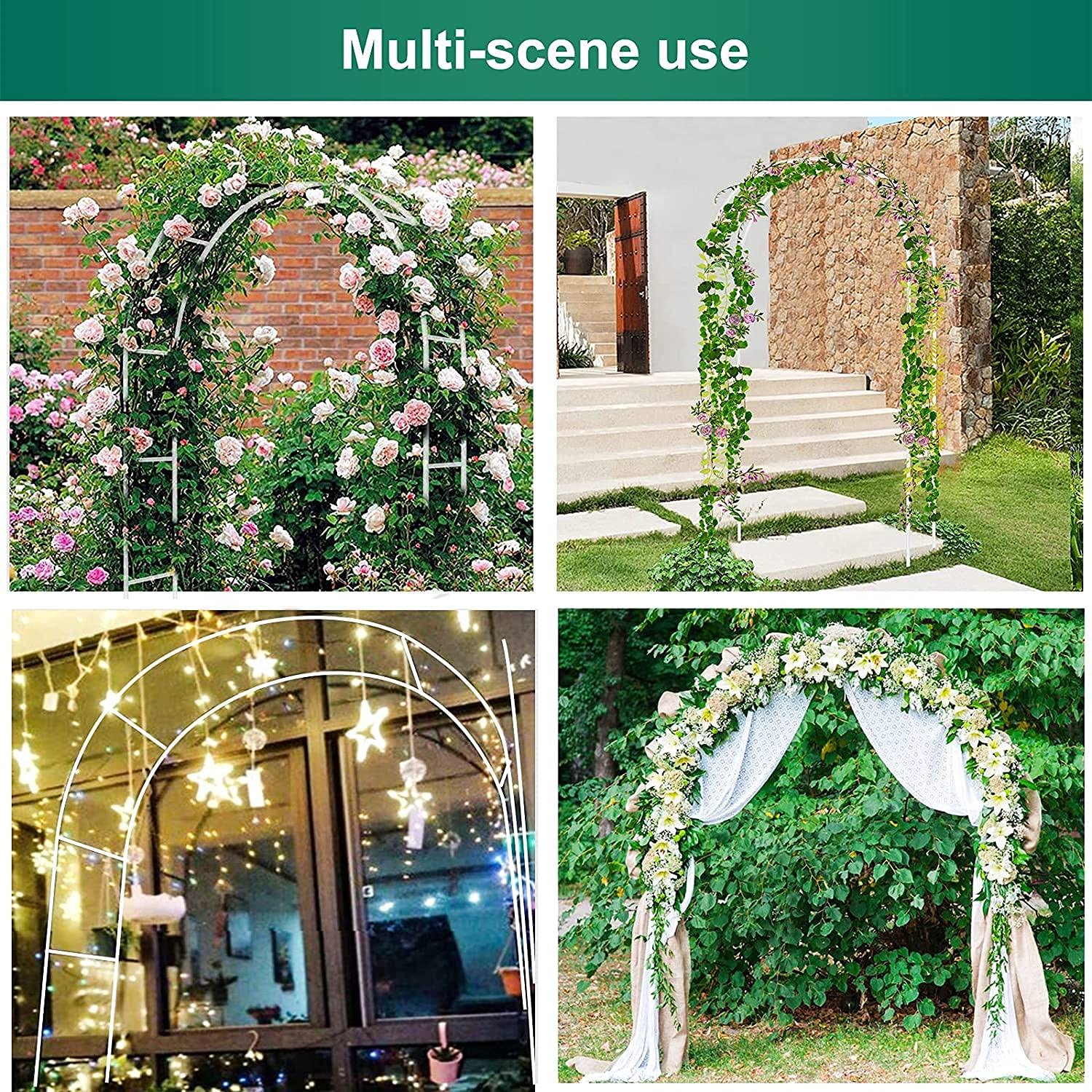 White Metal Garden Arch 55x90.5 Inches - Heavy Duty Tubular Arbor for Climbing Roses, Plants & Wedding Decorations | Outdoor Trellis Support for Gardens, Patios & Backyards