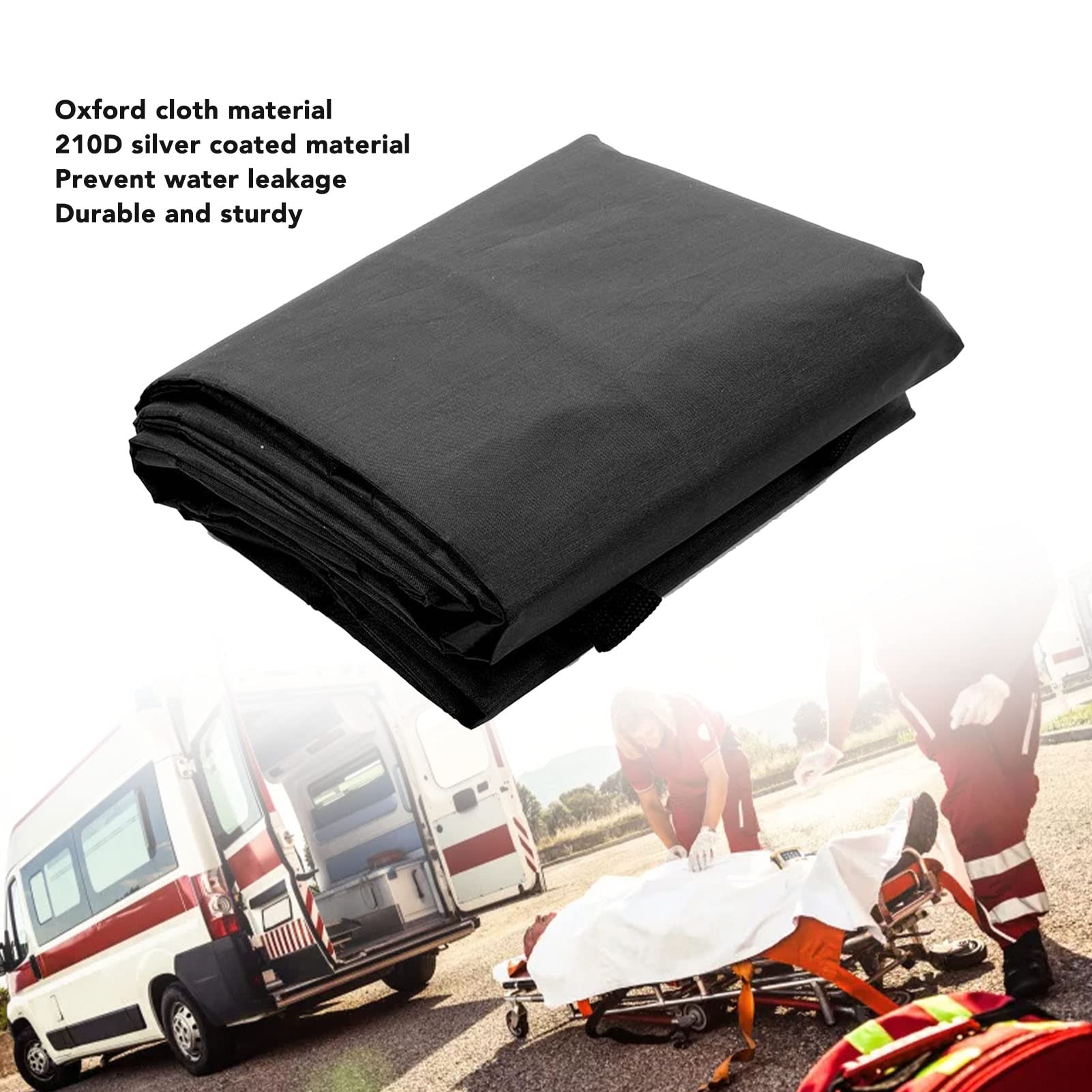 Black Waterproof 210D Oxford Cloth Cadaver Bag for Emergency & Funeral Use - Portable Human Body Storage Bag (210x75cm) - Ideal for Hospital Transport, Morgue Storage & Disaster Preparedness