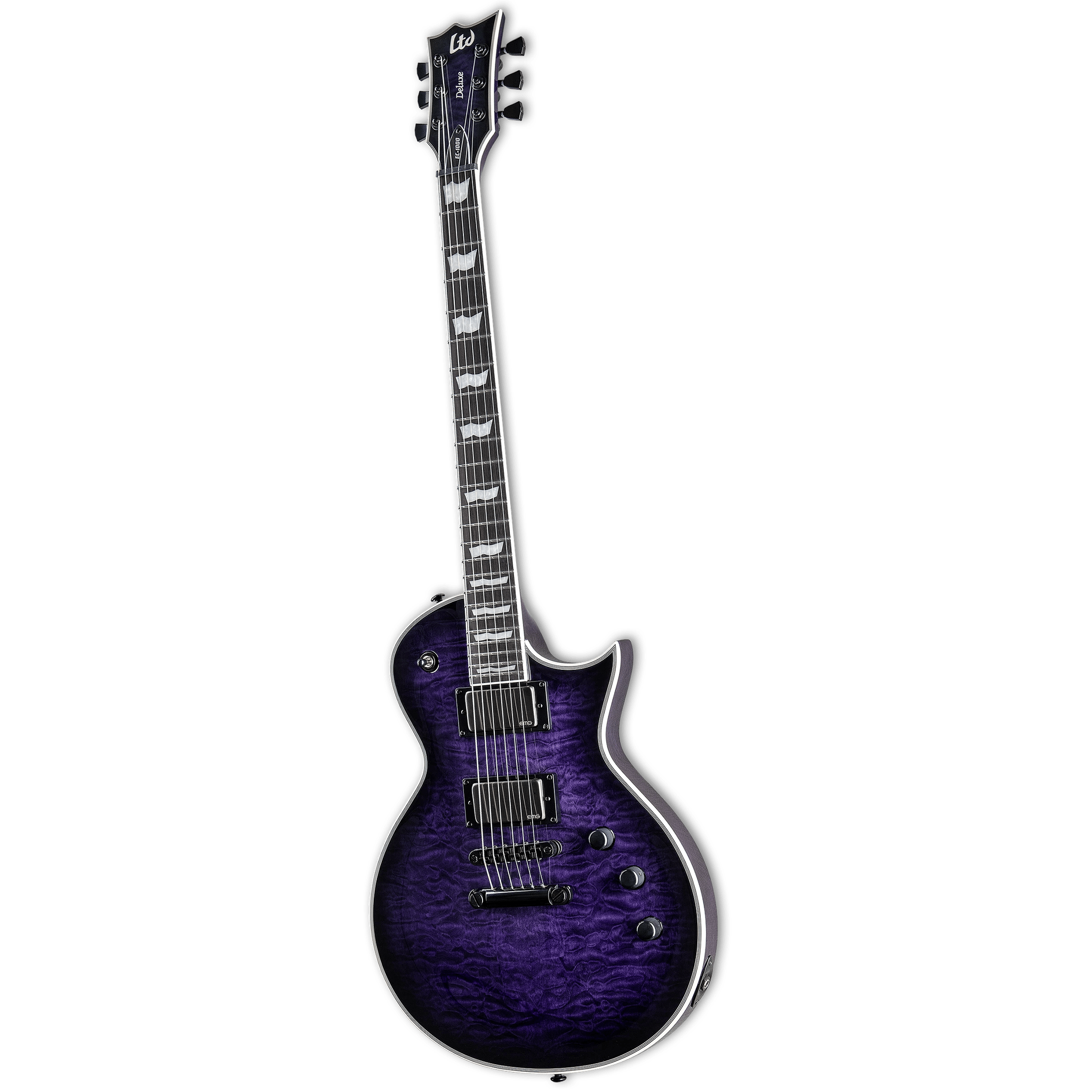 ESP LTD EC-1000 Electric Guitar with Quilted Maple Top in Purple Burst Finish - Perfect for Rock, Metal, and Stage Performances