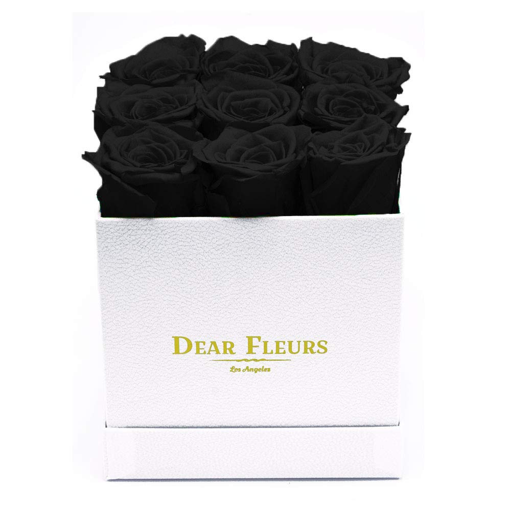 Real Preserved Roses That Last 1 Year | Luxury Eternal Flowers in Black & White Leather Gift Box | Perfect for Anniversaries, Valentine's Day & Home Decor