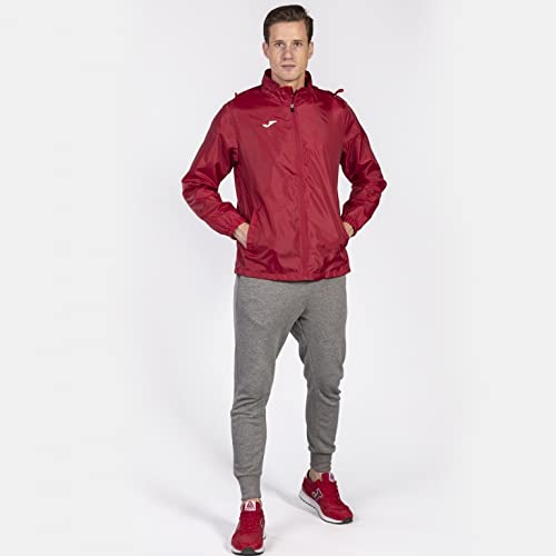 Joma IRIS RED Rain Jacket for Men - Waterproof Windbreaker with Hood for Outdoor Hiking, Camping & Travel (Size M)