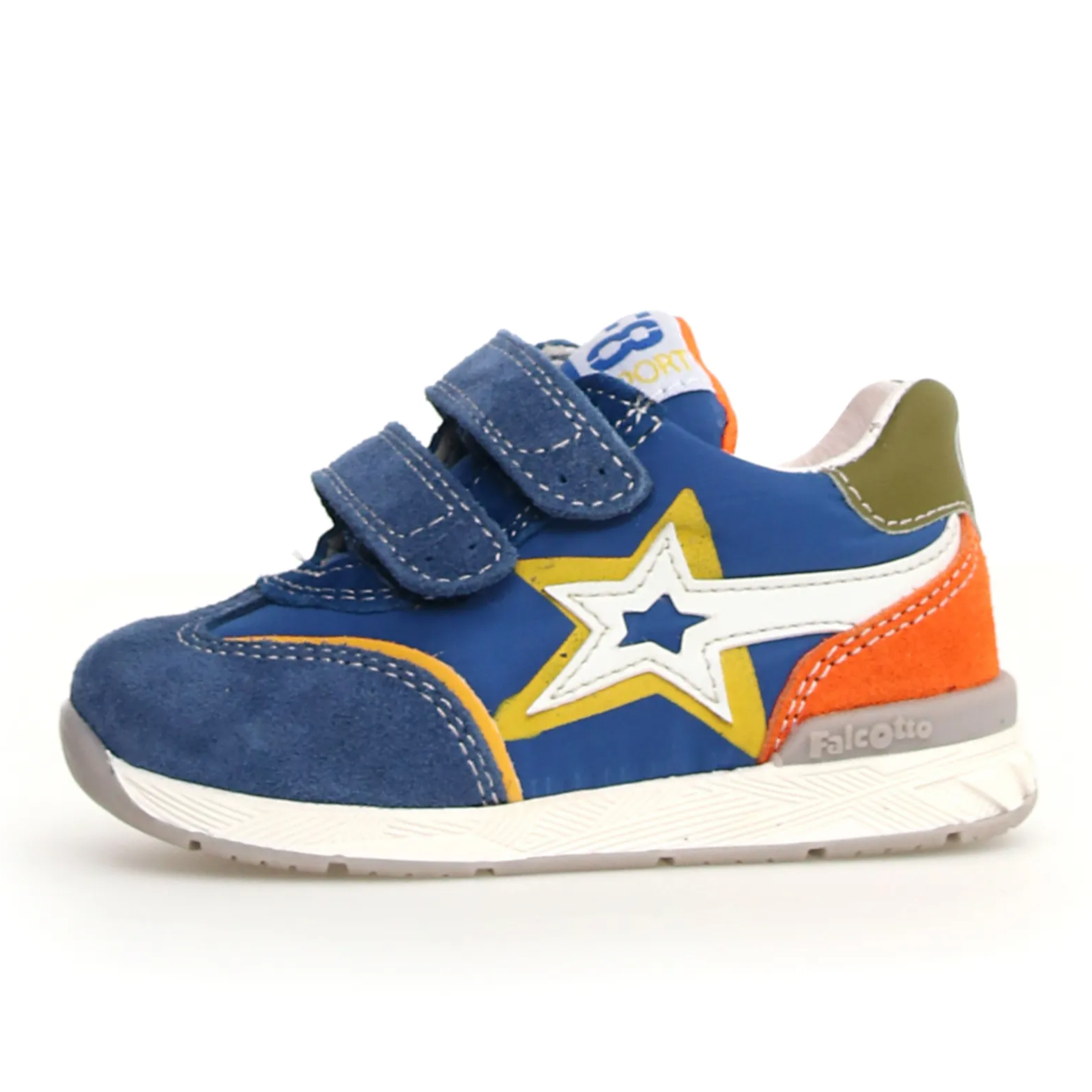 Falcotto Boys' Ferdi 3 VL Sneakers - Light Blue, Orange & White | Comfortable Kids' Running Shoes for School, Play & Outdoor Activities