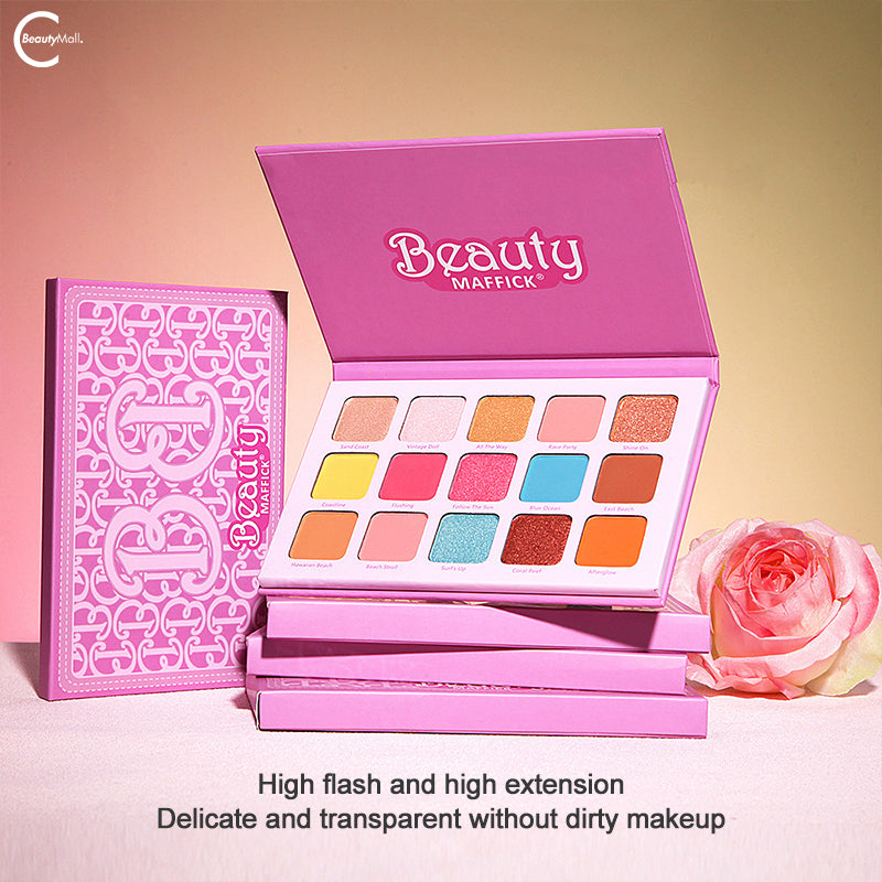 MAFFICK 15-Color Eyeshadow Palette with Matte & Shimmer Shades - Long Lasting Pigmented Makeup for Day & Night Looks - Perfect for Parties, Weddings & Everyday Wear