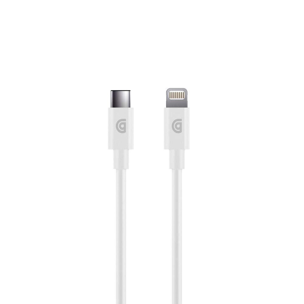 Premium Griffin USB-C to Lightning Cable 6FT - Fast Charging & Data Sync for iPhone, iPad, AirPods | MFi Certified Apple Accessory | Durable Nylon Braided White Cable for Home, Office & Travel Use