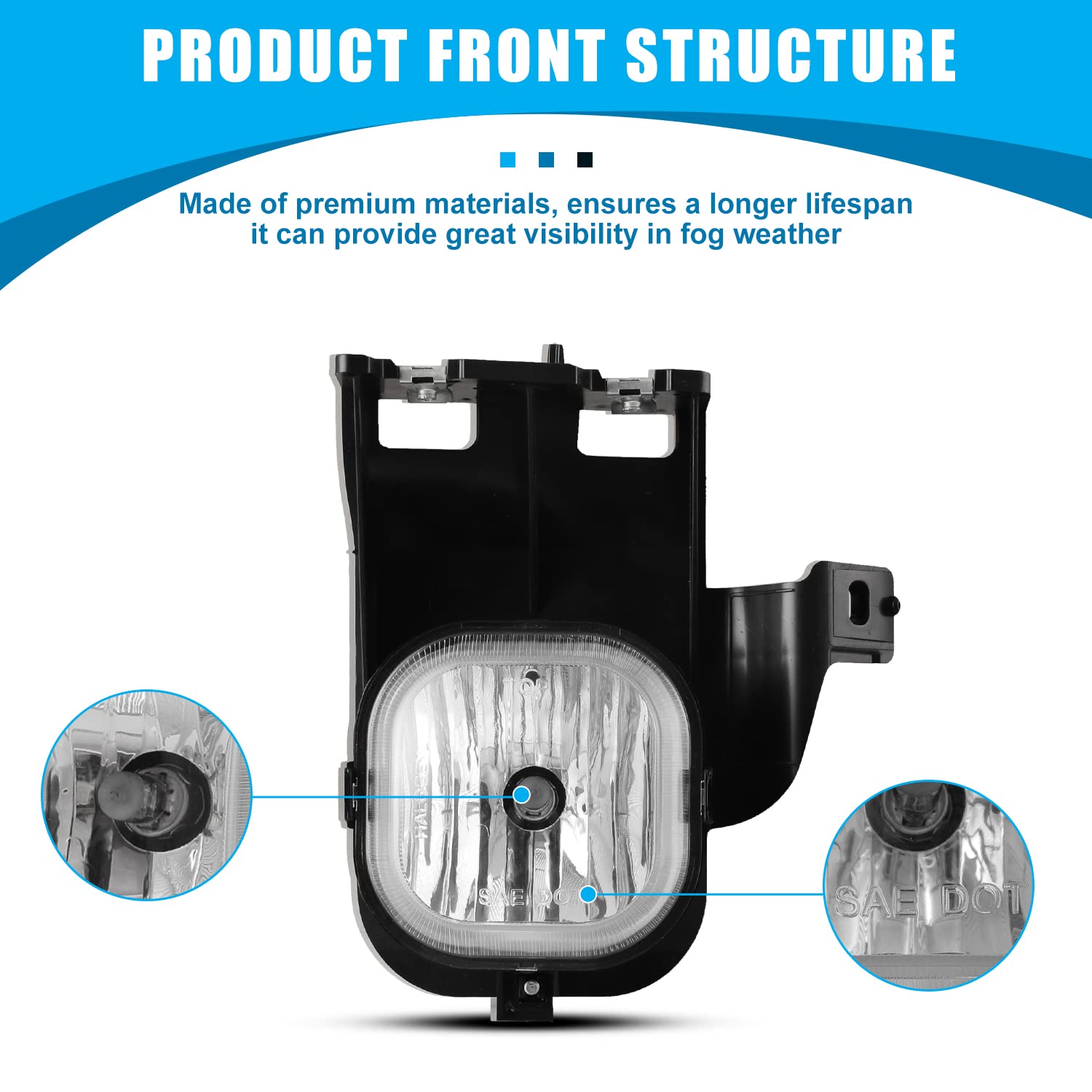 CPW Fog Lights Assembly Replacement for 2006-2007 Ford Ranger - Driver & Passenger Side Fog Lamps - Durable Off-Road Lighting for Night Driving & Bad Weather Conditions