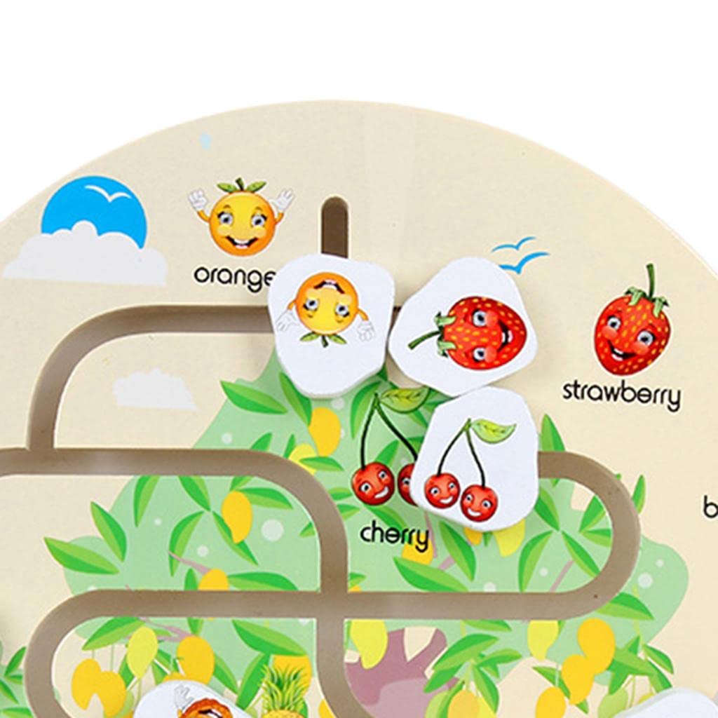Fashion My Day® Wooden Track Walking Maze Puzzle Toy with Fruits - Educational Baby & Toddler Toys for Early Development | Perfect for Sensory Play, Fine Motor Skills & Learning Shapes | Great for Playtime, Daycare & Montessori Activities