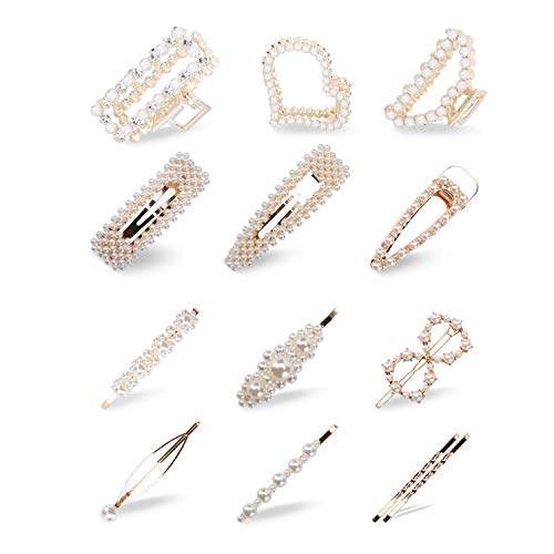 MA STRAP Hair Claw Clips with Artificial Pearls - 13 Pack Women's Hair Accessories for Women & Girls - Perfect for Parties, Weddings, and Everyday Styling