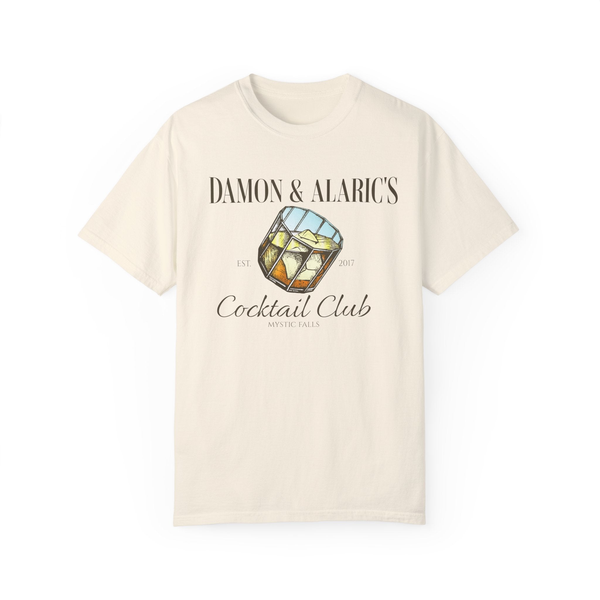 Damon & Alaric's Cocktail Club Shirt - Vintage Inspired TV Show Merchandise for Men & Women - Perfect for Cosplay, Halloween, and Fan Gatherings