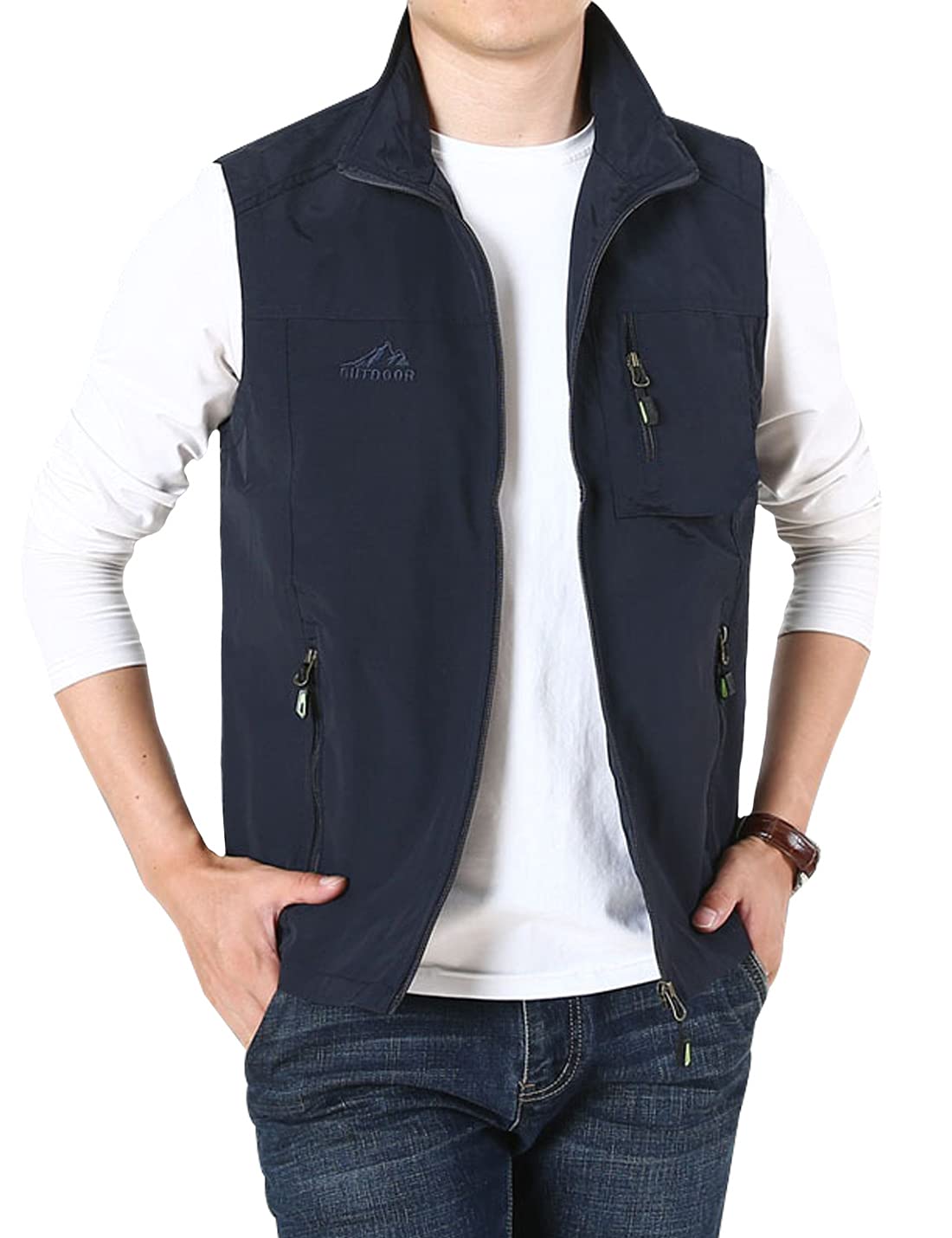 Gihuo Men's Fishing Vest - Multi-Pocket Utility Vest for Safari, Travel, Golf & Outdoor Work - Lightweight & Durable for Hiking, Camping & Hunting Adventures